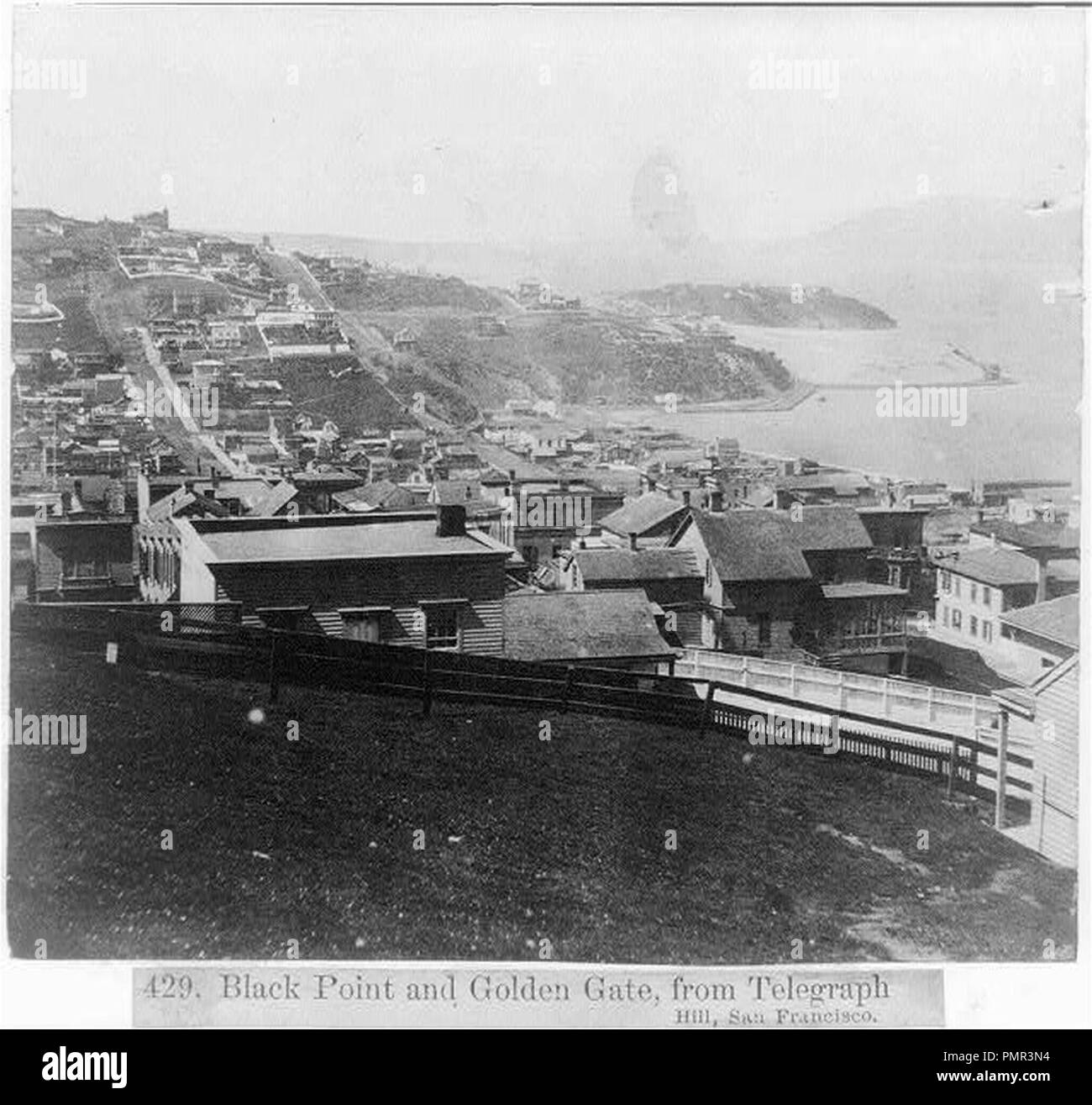 Black Point and Golden Gate, from Telegraph Hill, San Francisco Stock