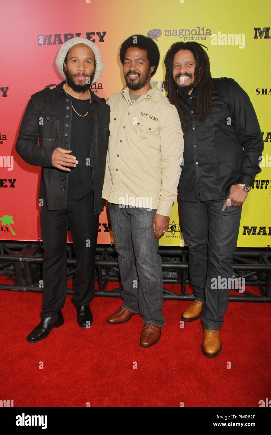 Ziggy Marley, Rohan Marley, Robert Marley 04/17/2012 'Marley' Premiere held at The Dome at ArcLight Hollywood in Hollywood, CA  Photo by Manae Nishiyama / HollywoodNewsWire.net / PictureLux Stock Photo