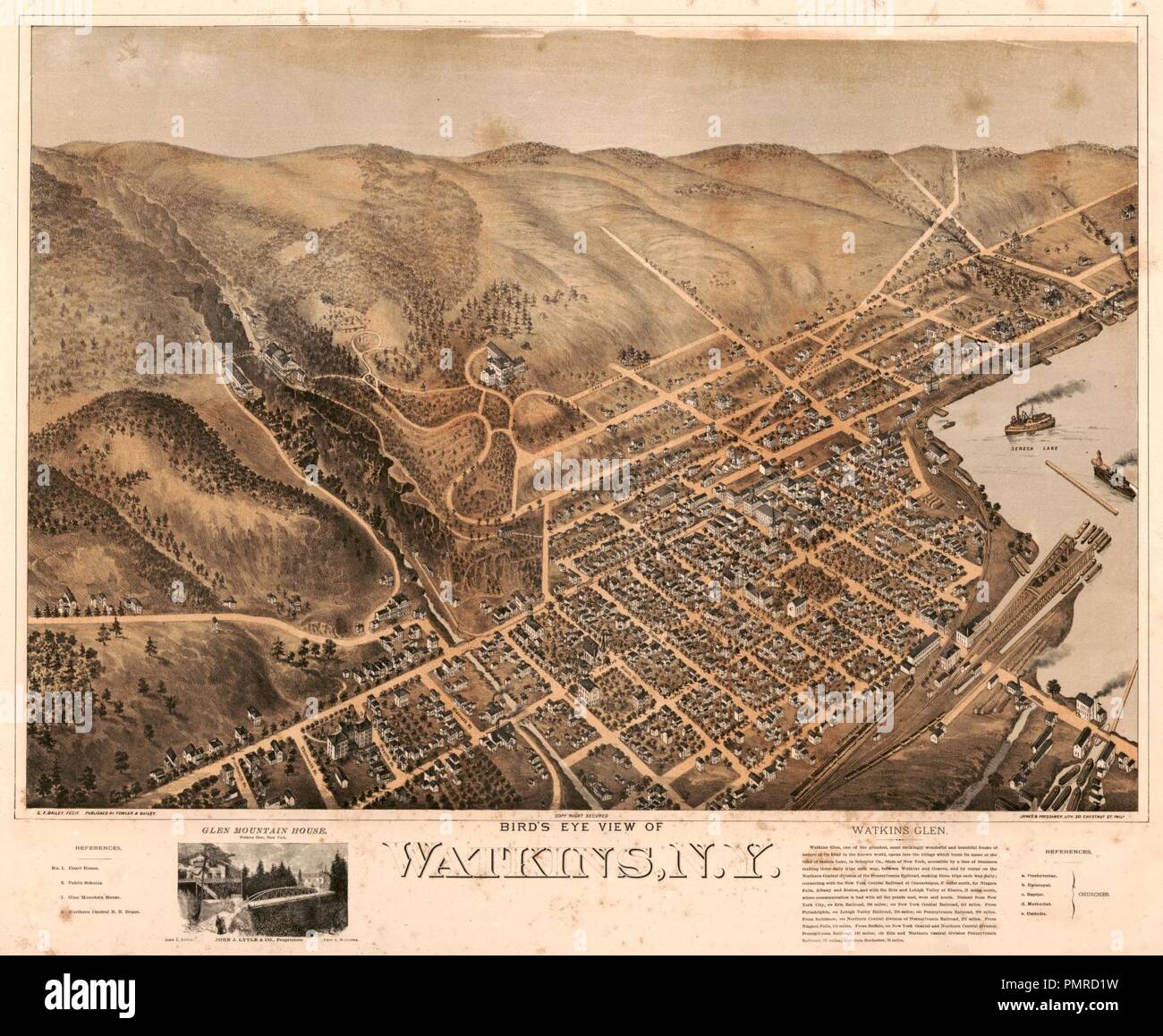 Bird's eye view of Watkins, N.Y Stock Photo - Alamy