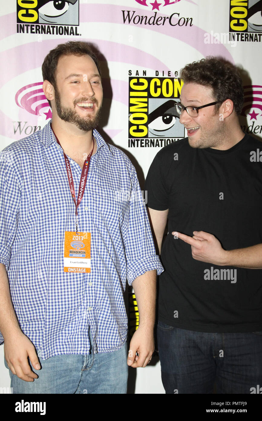 Director Evan Goldberg and Seth Rogen at Day 2 of WonderCon Anaheim. This Is The End Press Line Arrivals held at the Anaheim Convention Center in Anaheim, CA, March 30, 2013. Photo by: Richard Chavez / PictureLux  File Reference # 31908 028RAC  For Editorial Use Only -  All Rights Reserved Stock Photo