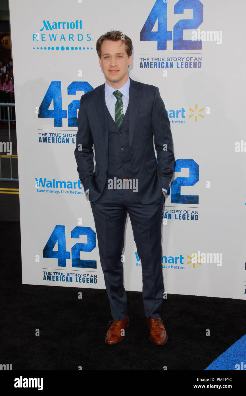 Theodore Raymond 'T. R.' Knight at the Premiere of Warner Bros. Pictures' '42'. Arrivals held at TCL Chinese Theater in Hollywood, CA, April 9, 2013. Photo by Joe Martinez / PictureLux Stock Photo