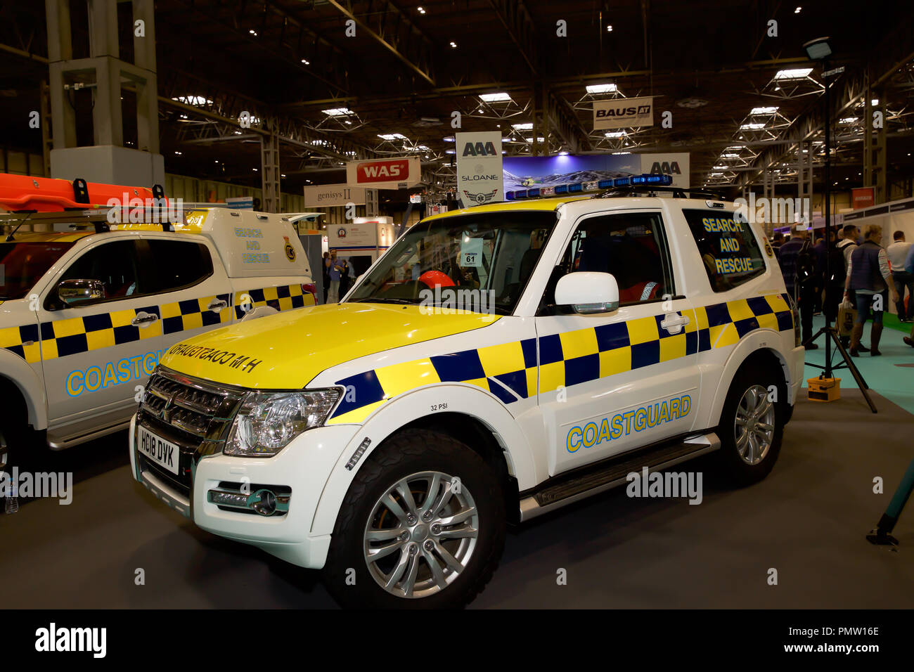 Birmingham,UK,19th September 2018,The Emergency Services Show takes place at the NEC in Birmingham. It runs for 2 days and offers ALL emergency workers a great place to network and learn with over 450 Exhibitors and many service vehicles on display inside and outdoors. There are also many free seminars covering different subjects, all in all a interesting and educational day out. Credit: Keith Larby/Alamy Live News Stock Photo