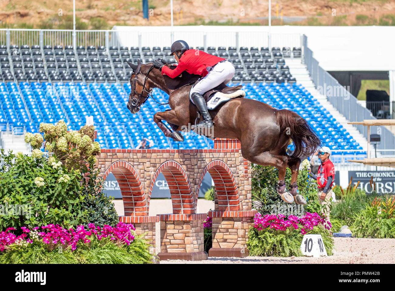 Tryon, California, USA. 19th Sept 2018. Gabor Szabo Jr. Timpex Bolcsesz. HUN. Jumping. Individual and Team Championship. Day 8. World Equestrian Games. WEG 2018 Tryon. North Carolina. USA. 19/09/2018. Credit: Sport In Pictures/Alamy Live News Stock Photo