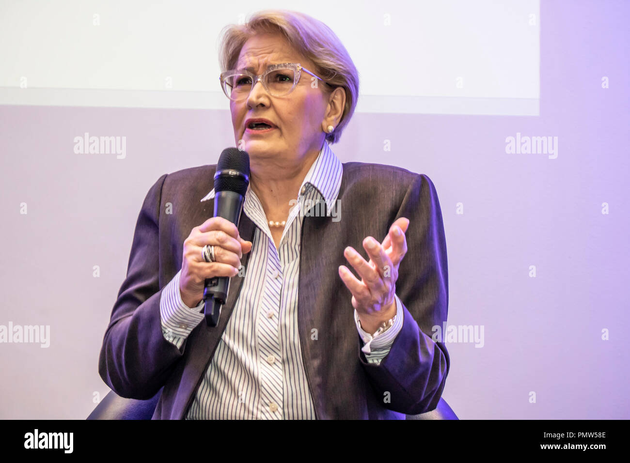 Sao Paulo, SP, Brazil September 19, 2018 Senator Ana Amélia-PP, vice presidential candidate on the board of Geraldo Alckimin - PSDB, presents her program for a public of agribusiness entrepreneurs during the Leadership Forum organised by ABPA, Brazilian Association of Animal Protein, at a hotel in the region of Brigadeiro Faria Lima Avenue, west  side of Sao Paulo. Credit: Alf Ribeiro/Alamy Live News Stock Photo