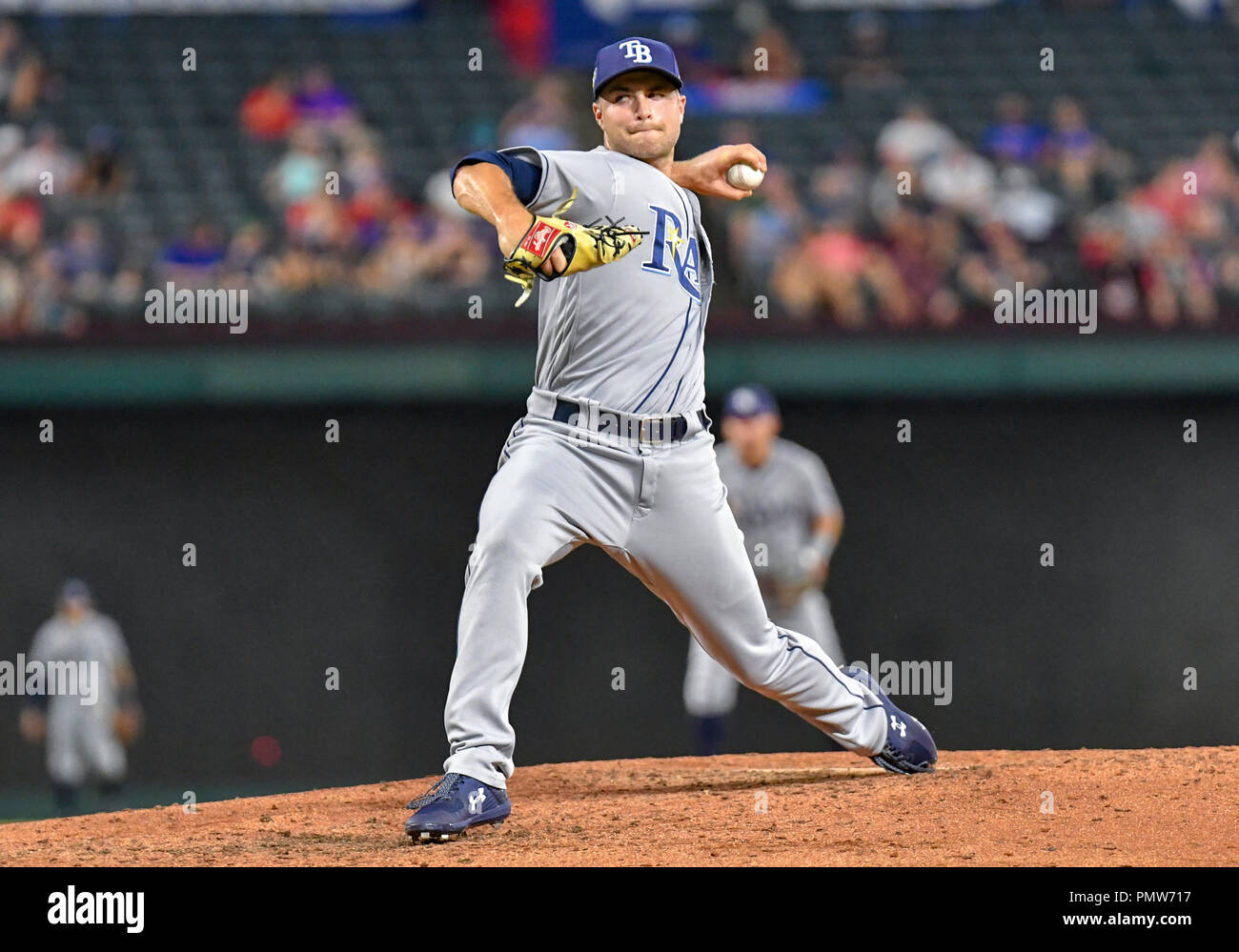 ST. PETERSBURG, FL - APR 10: Jalen Beeks (68) of the Rays delivers