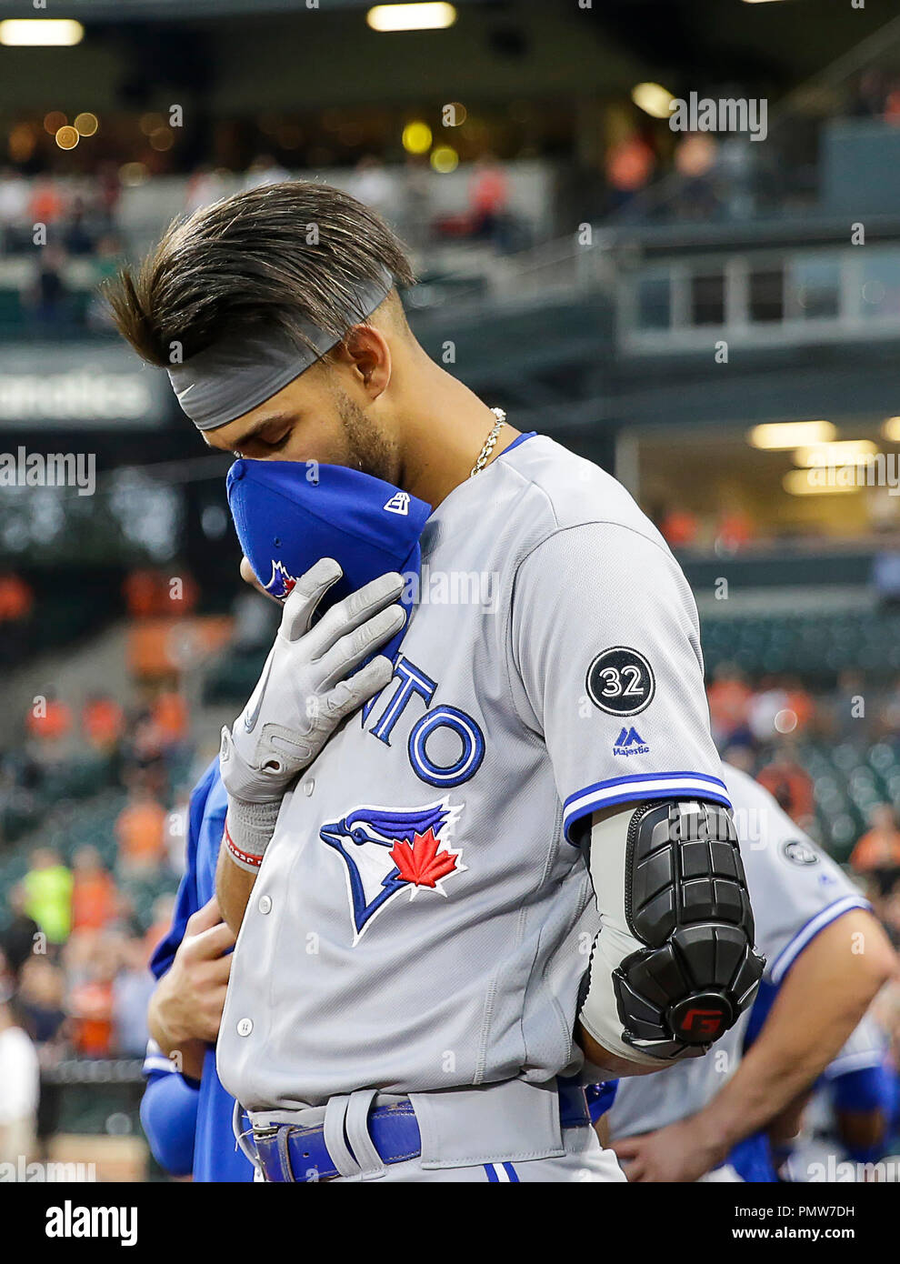 One of the Houston Astros Shooting Stars during the National Anthem before  the MLB game between the Toronto Blue Jays and the Houston Astros on Tuesda  Stock Photo - Alamy