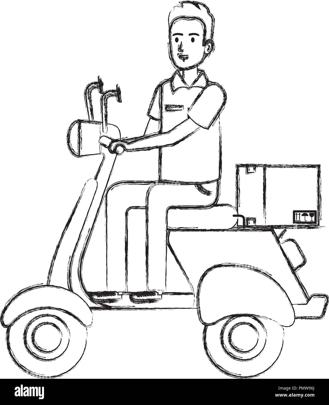 Motorcycle courier bike Black and White Stock Photos & Images - Alamy