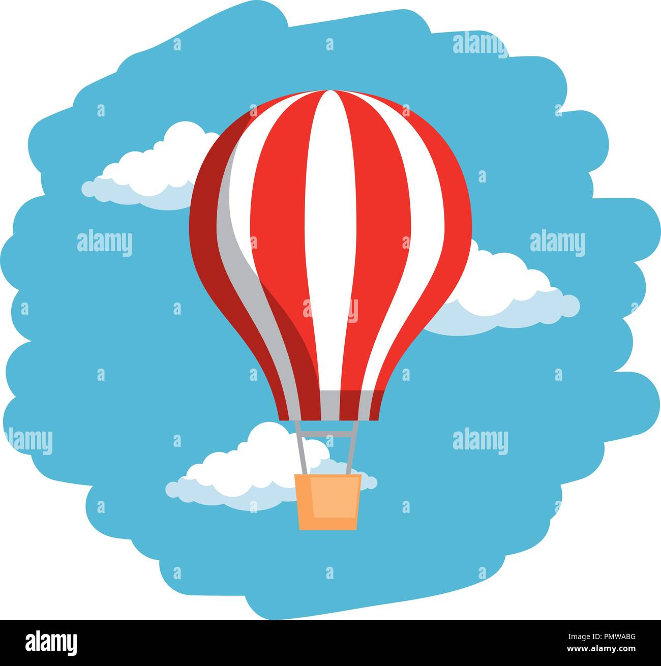 balloon air hot flying on sky Stock Vector