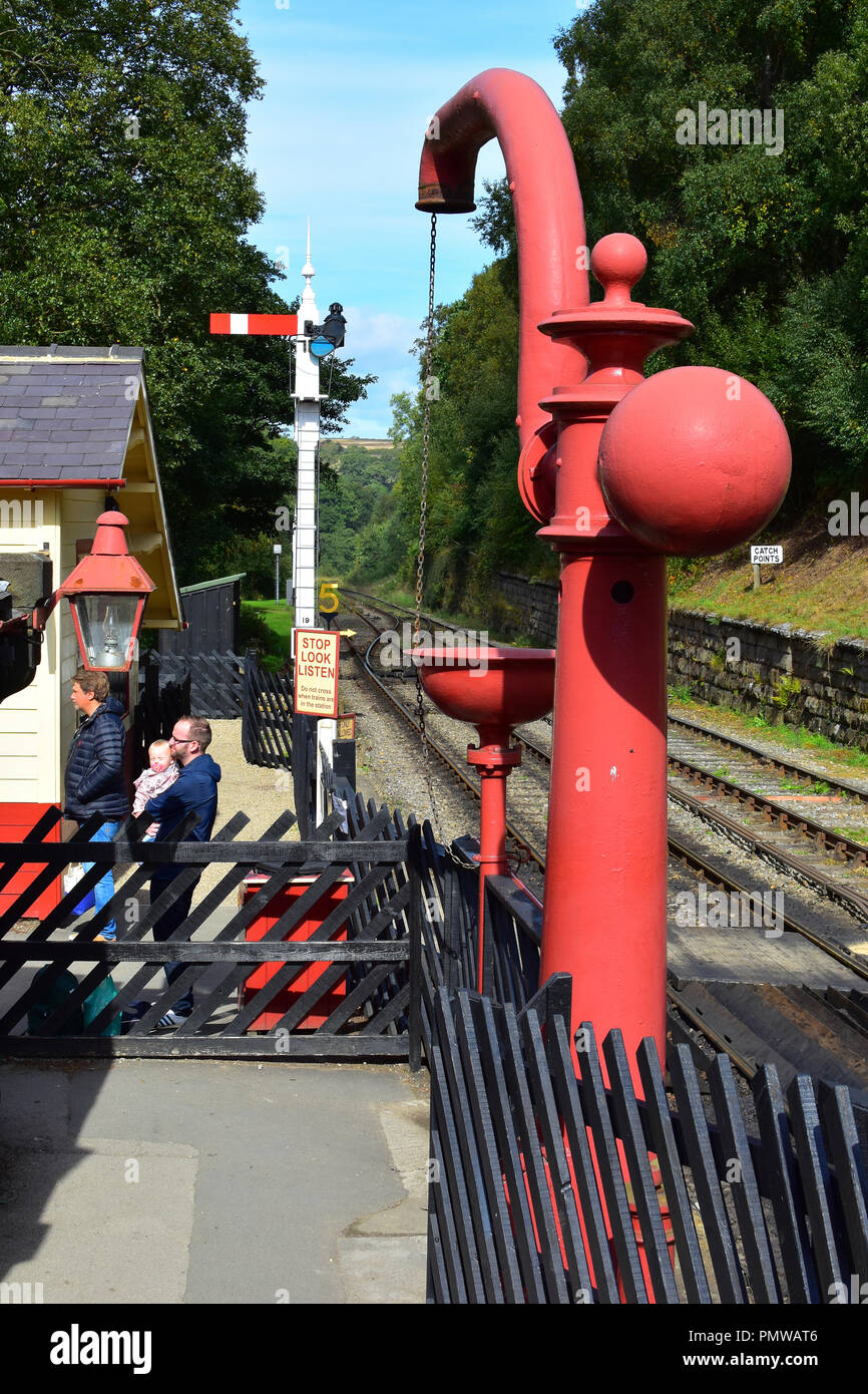 Water pump at Goathland Station on the North Yorkshire Moors railway UK Stock Photo