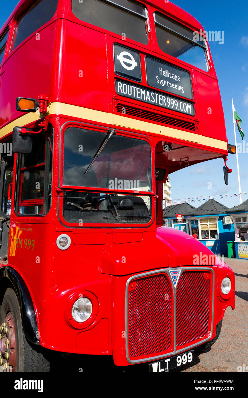 Routemaster london bus used for tours round Llandudno North Wales. Sitting  at terminus awaiting passengers at Llandudno seafront. 1960s bus Stock  Photo - Alamy