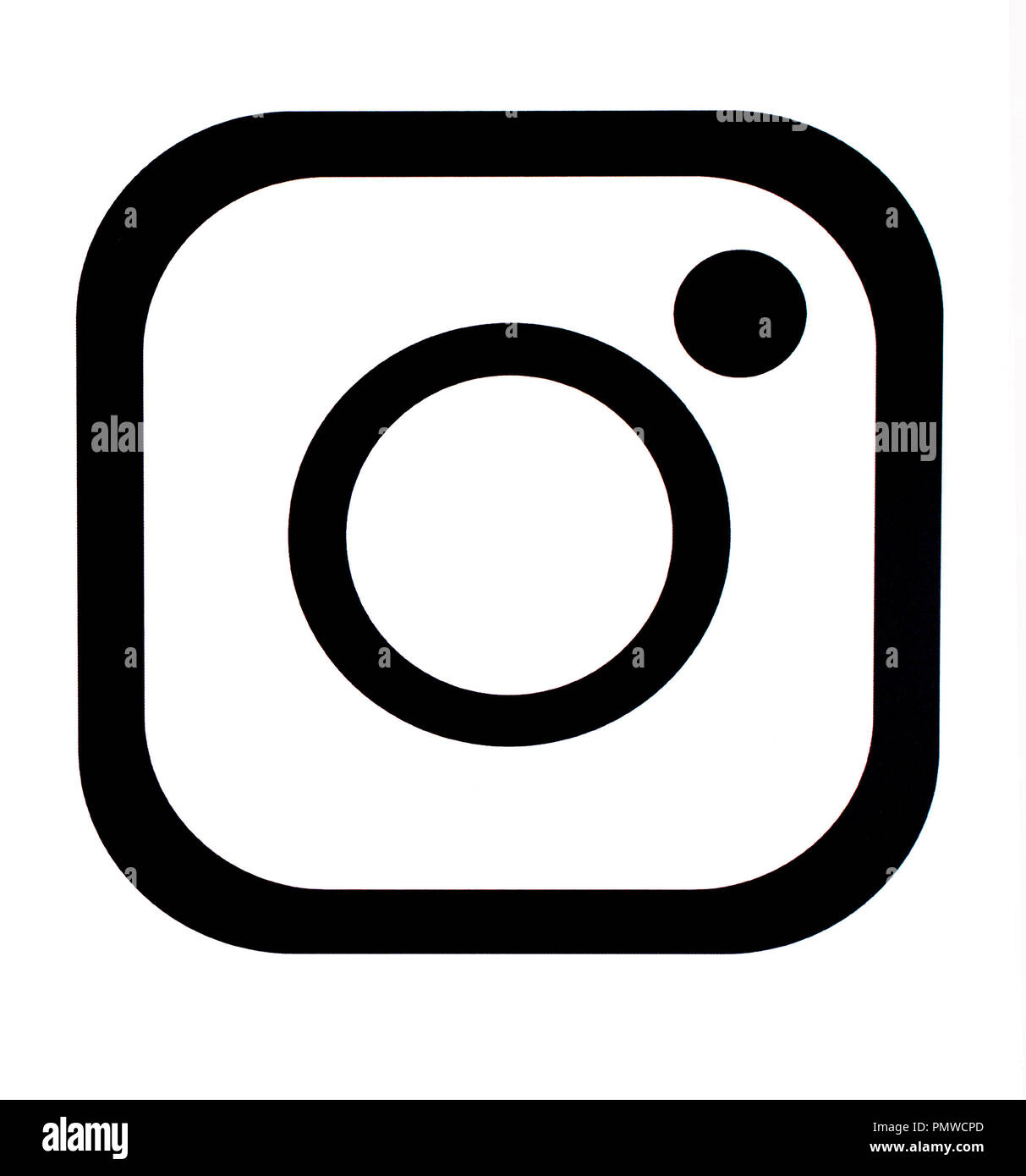 Chisinau,Moldova  September 19, 2018: Instagram new icon printed on white paper. Instagram is an online mobile photo-sharing, video-sharing service. Stock Photo
