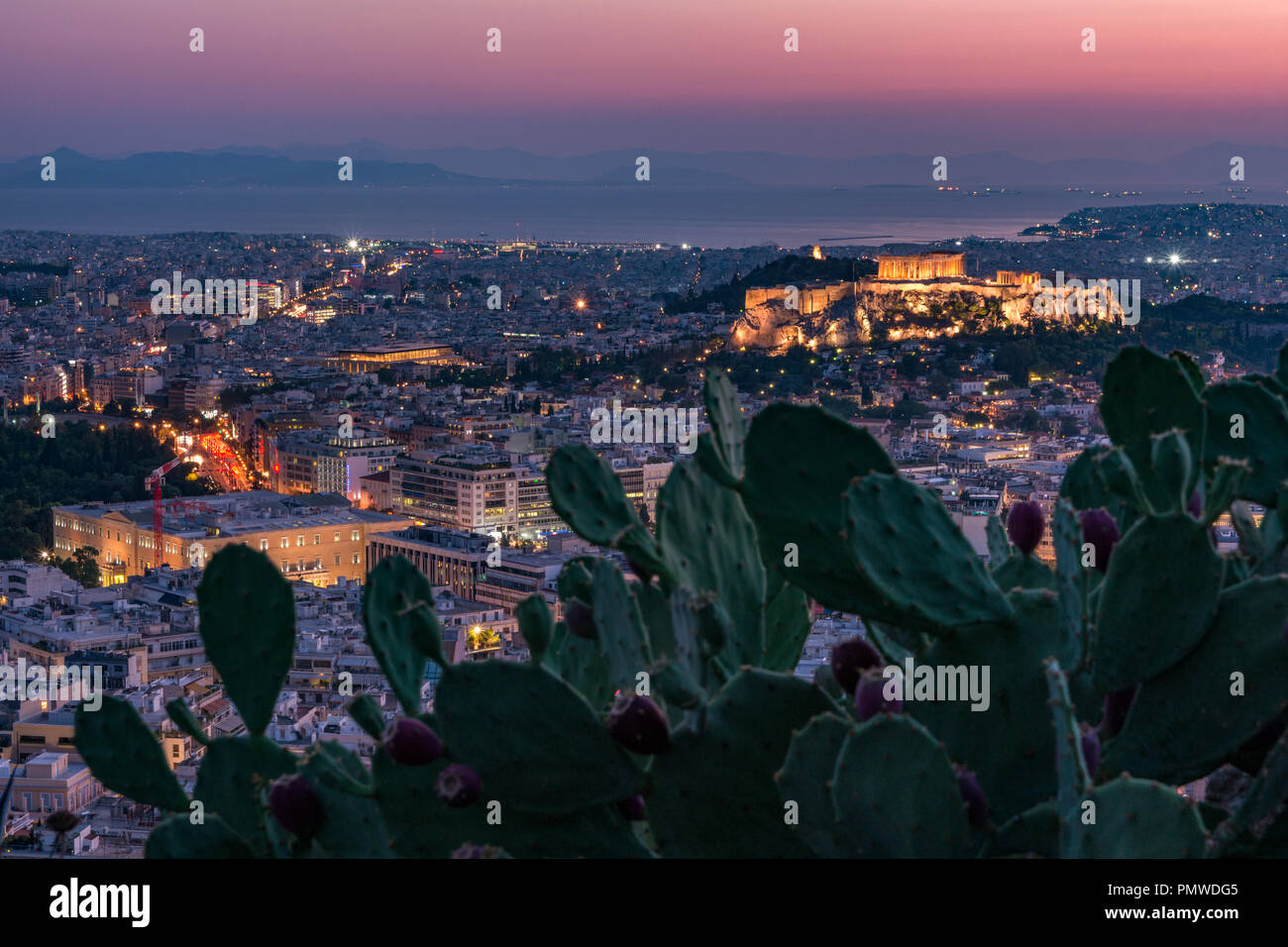 Lycabettus Hill From Acropolis Athens High Resolution Stock Photography ...