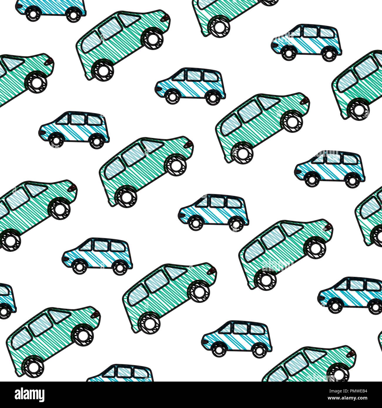 cars vehicles pattern background Stock Vector