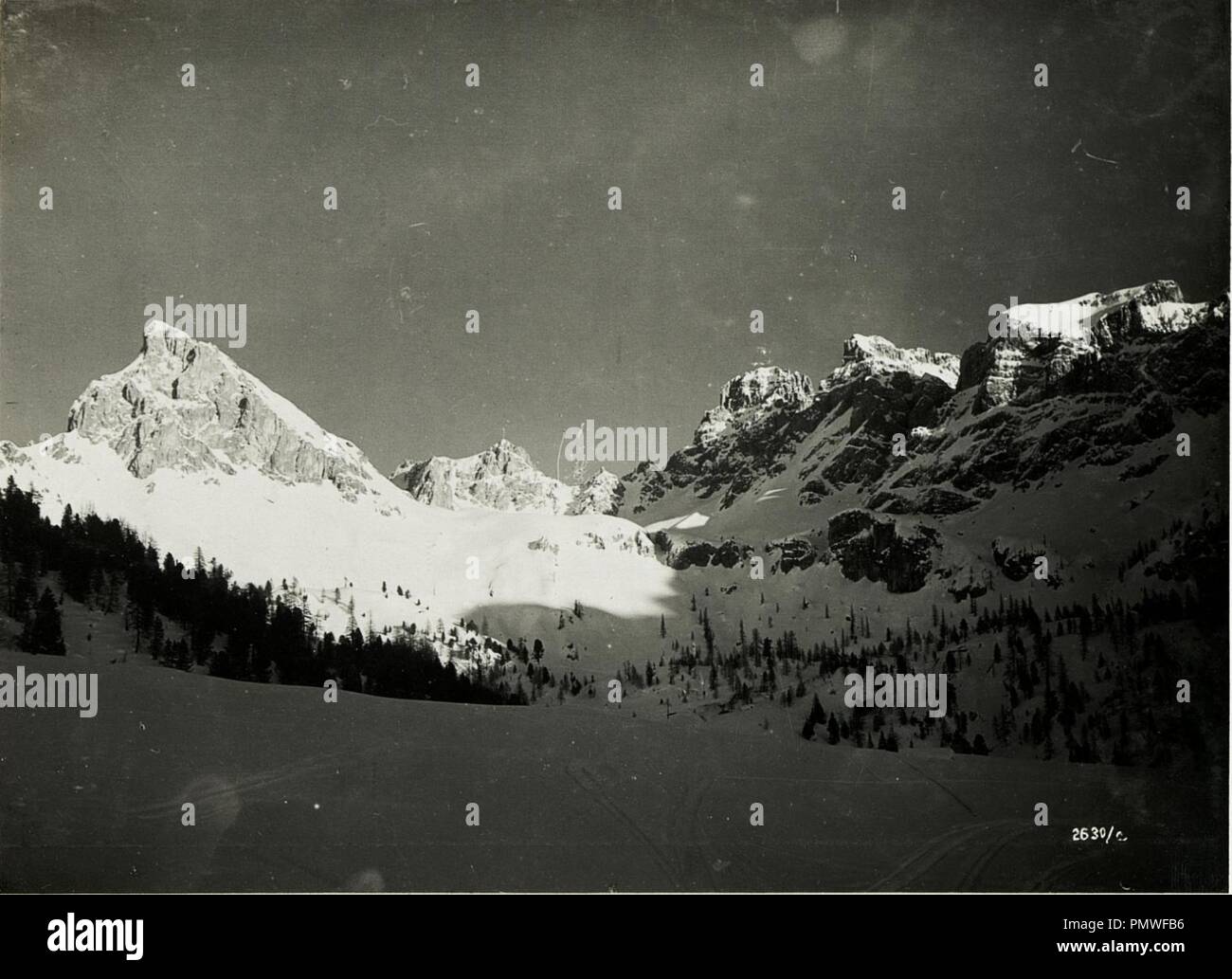 Blick von Campei gegen Col Ombert, Cima Uomo, Cima della Vallate. Stock Photo