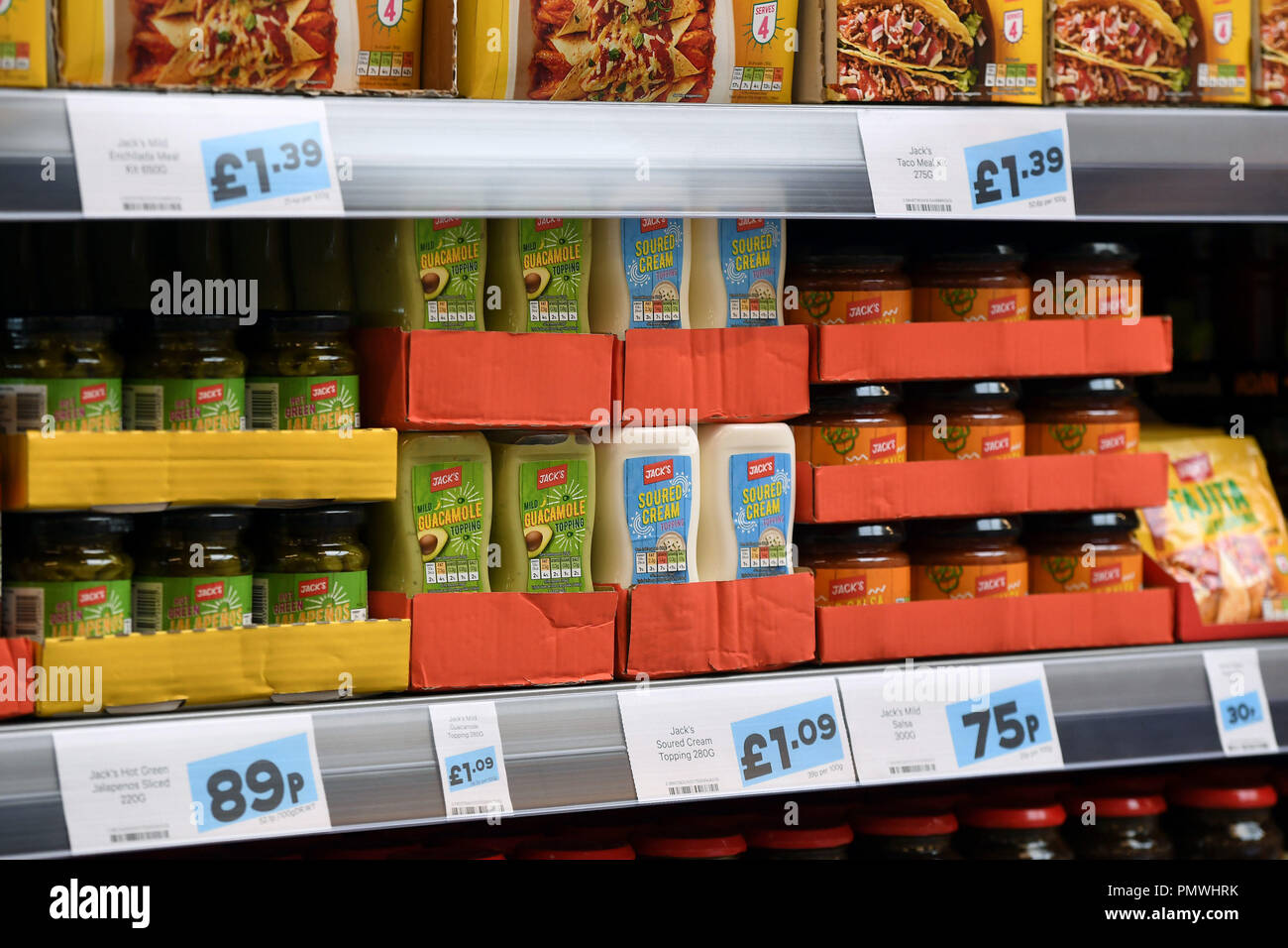 Products on the shelves as Tesco unveils its new Jack's concept, at
