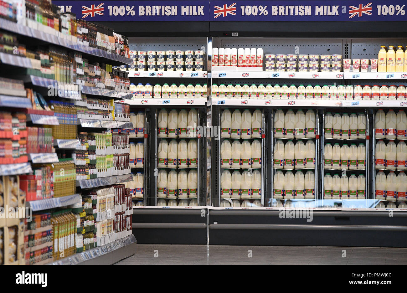 Products on the shelves as Tesco unveils its new Jack's concept, at