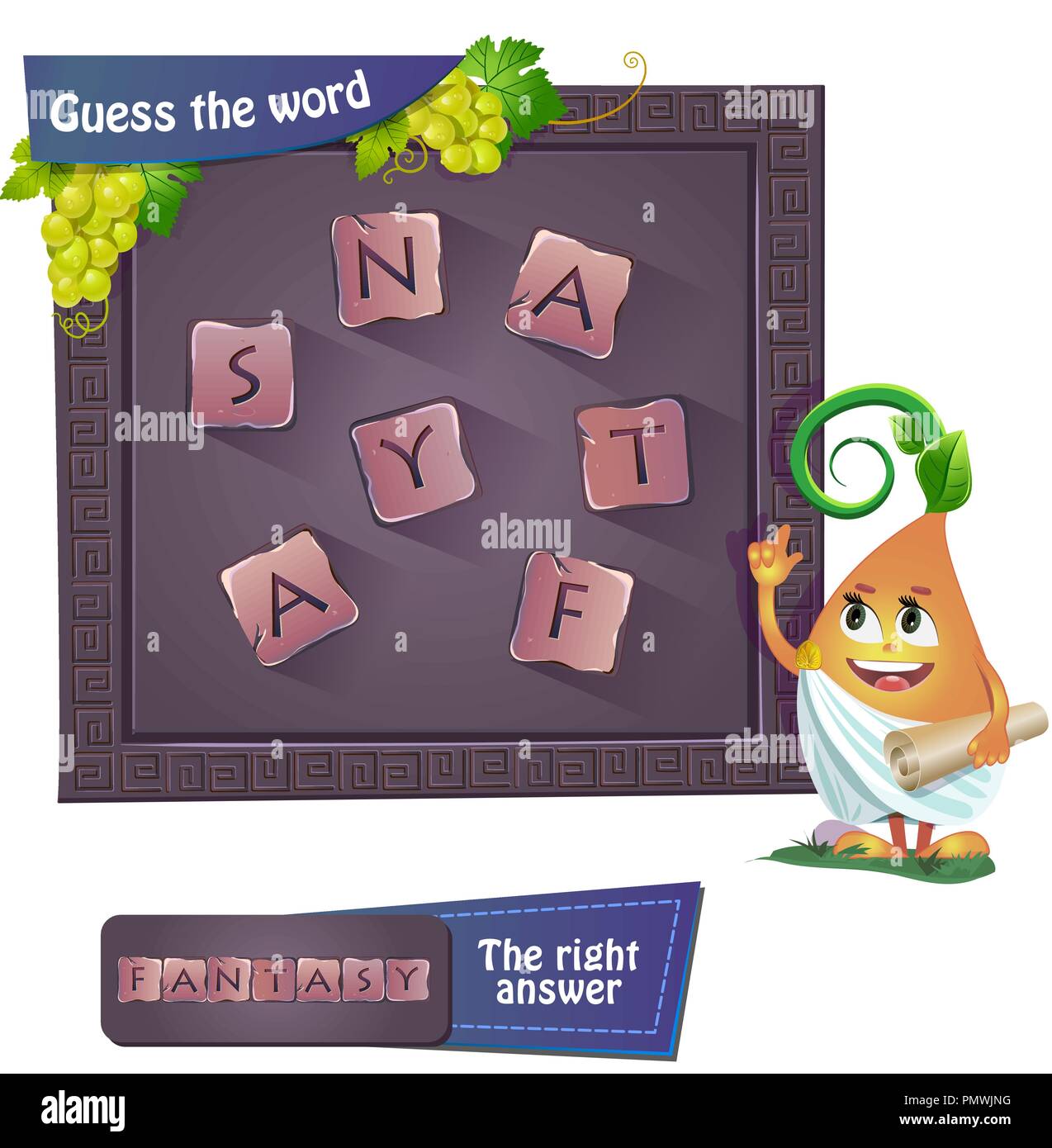 Visual sample game for children and adults. Task game guess the word