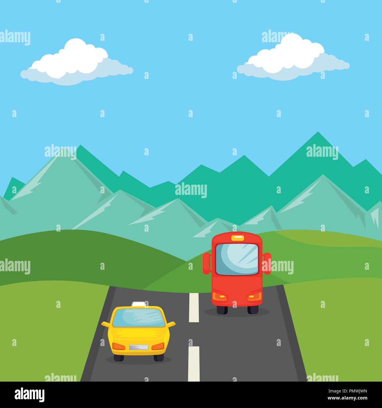 Bus road scenery Stock Vector Images - Alamy