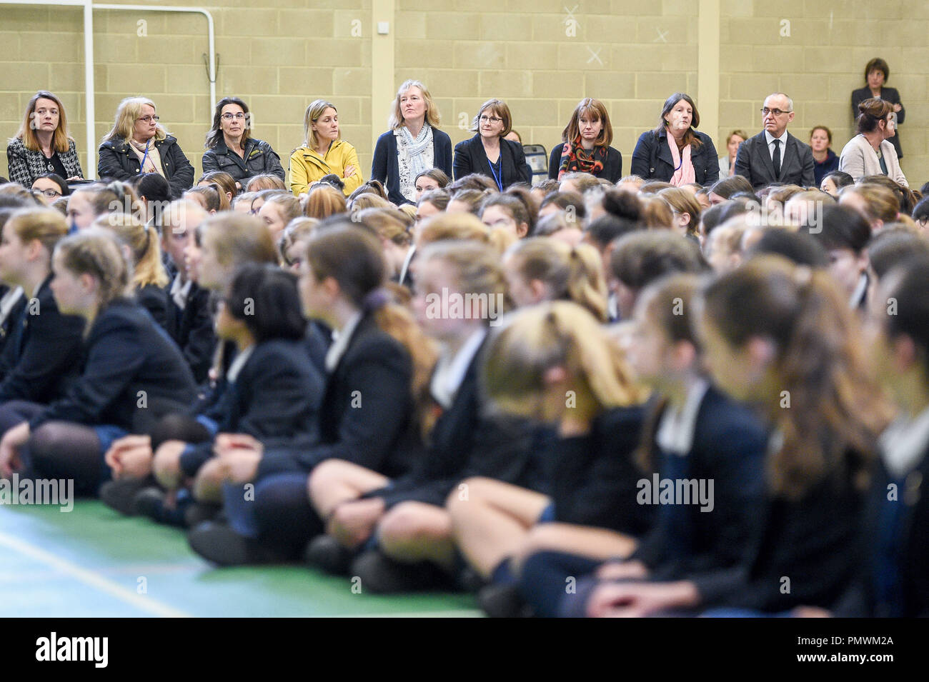 Students Sit Cross Legged During Morning Assembly In The Gymnasium At Royal High School Bath Which Is A Day And Boarding School For Girls Aged 3 18 And Also Part Of The Girls