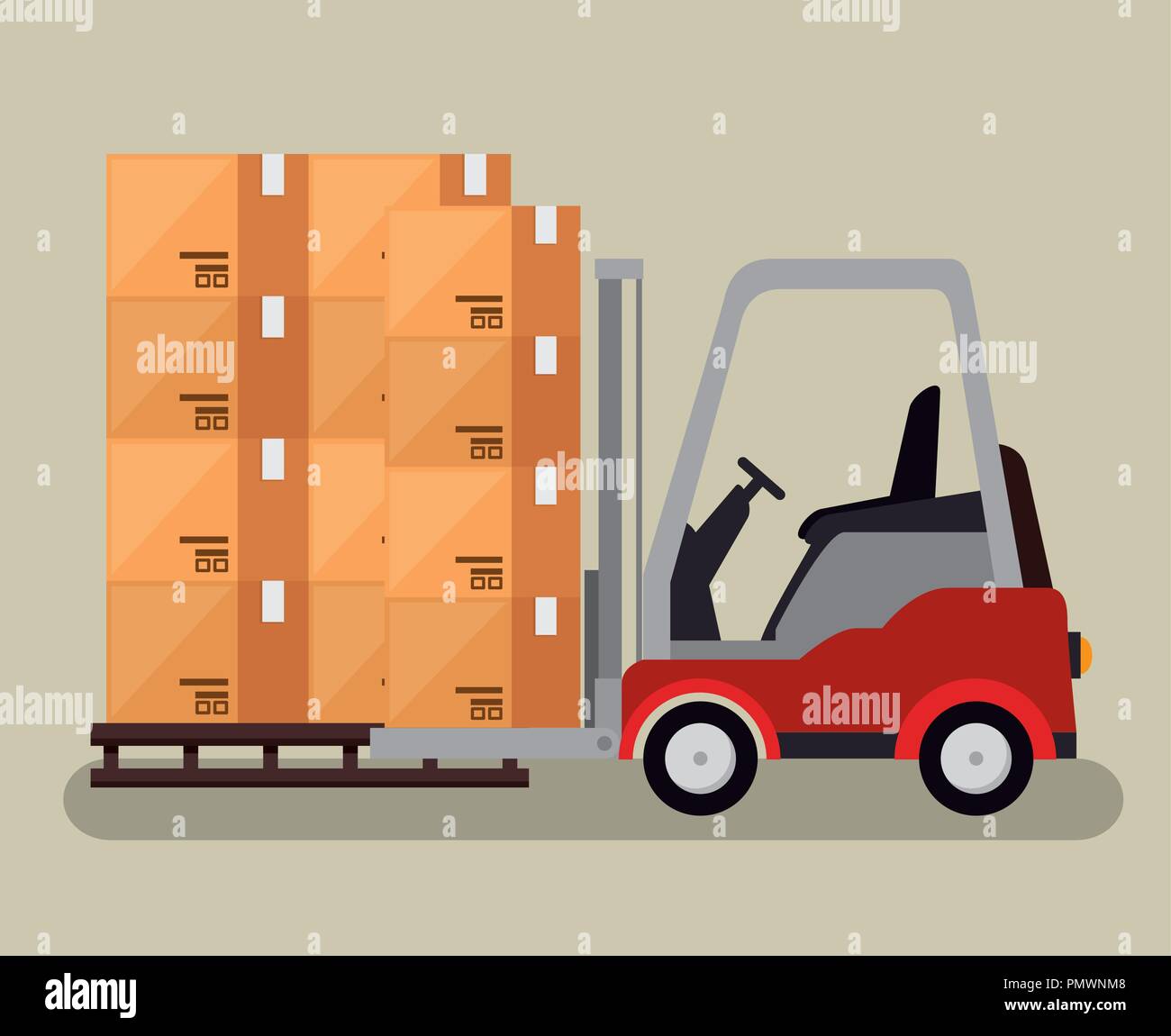 logistic services with forklift Stock Vector