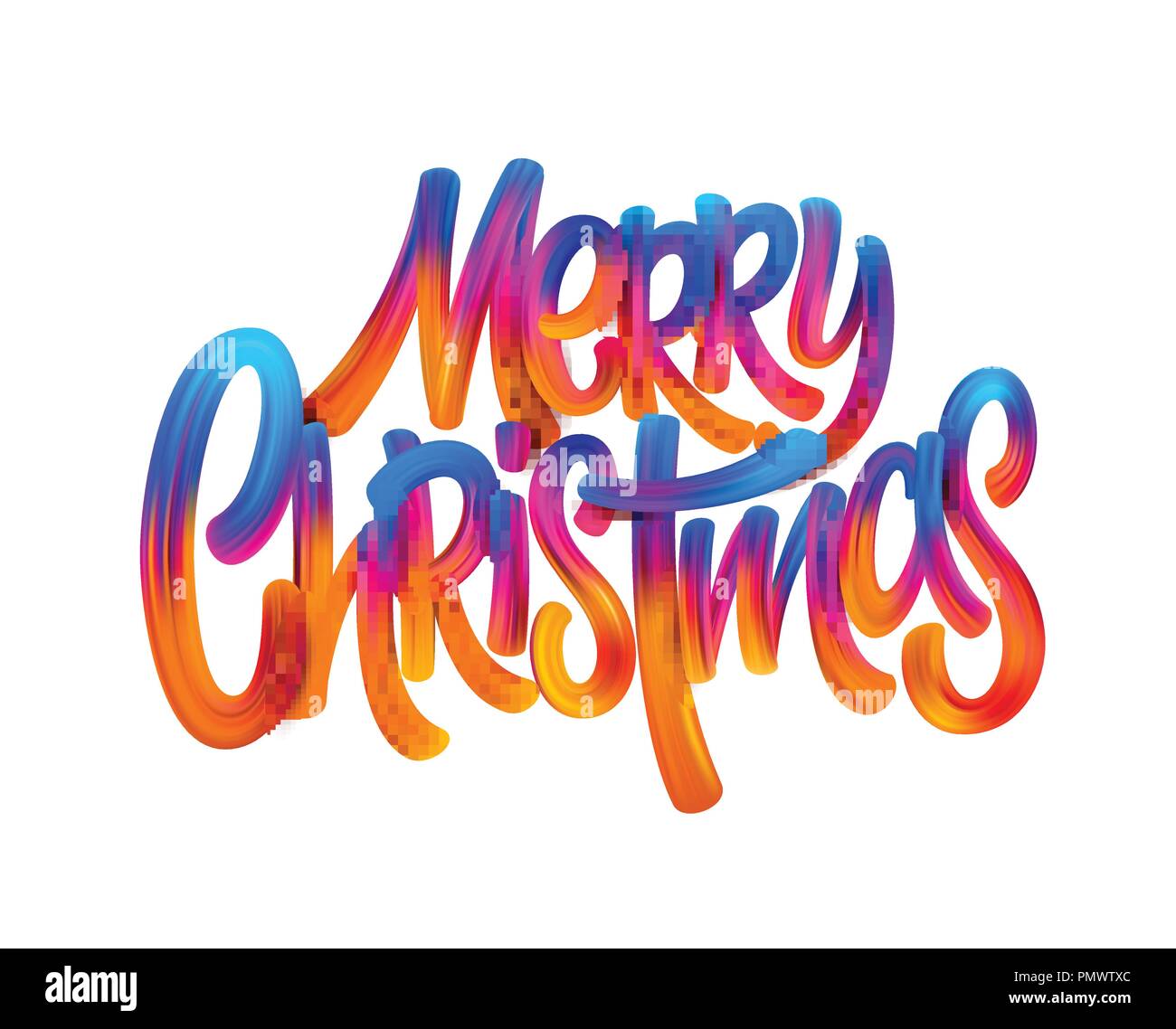 Merry christmas hand drawn oil paint lettering Stock Vector