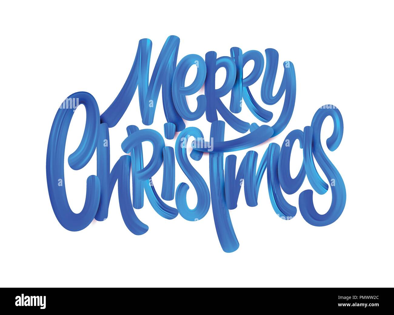 Merry Christmas acrylic paint brush lettering Stock Vector