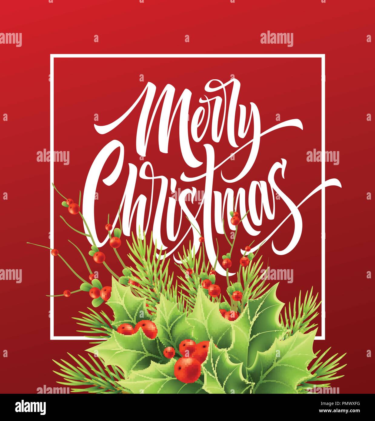 Merry Christmas greeting card vector template Stock Vector Image & Art ...