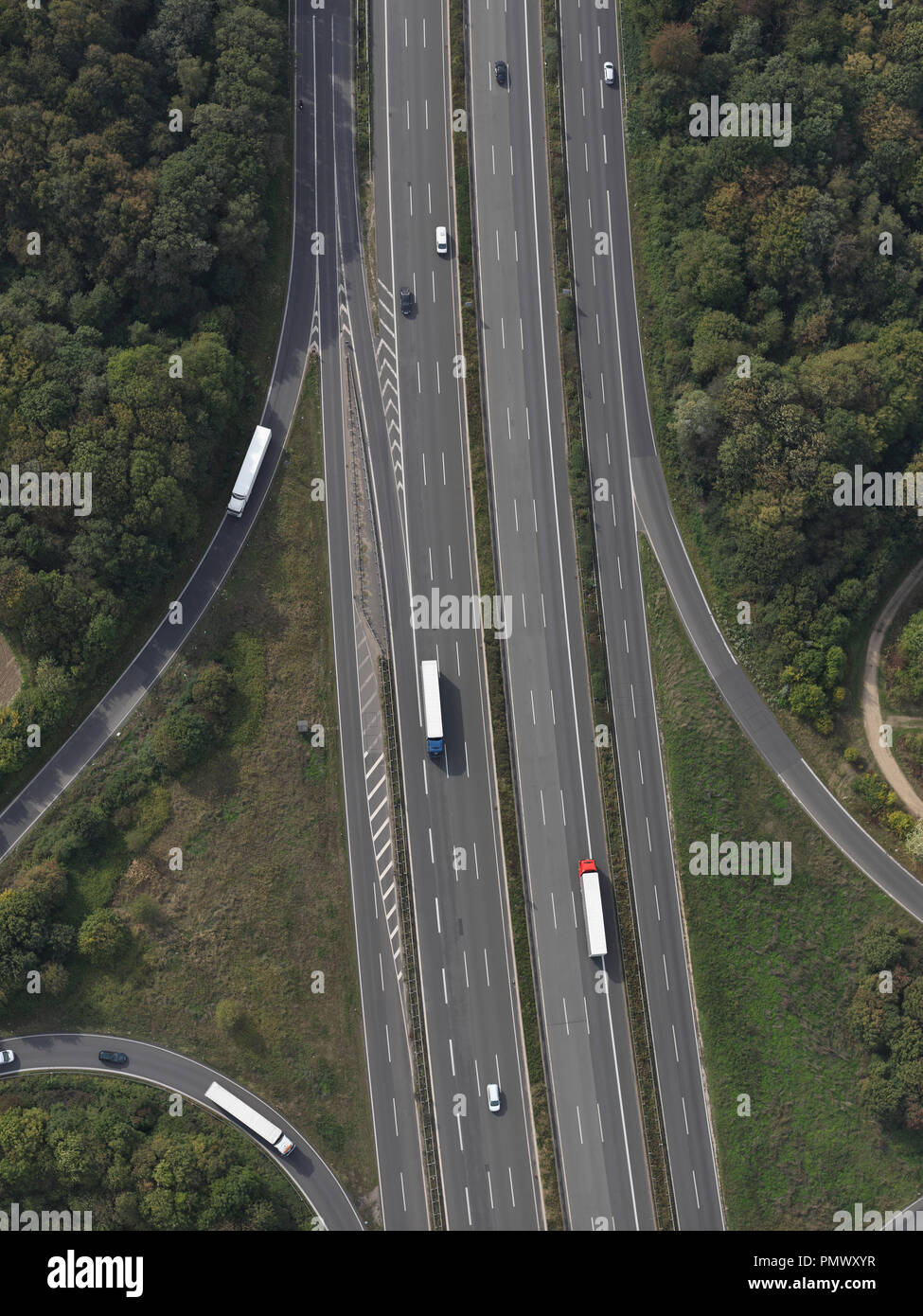 Aerial view highway near Frankfurt, Hessen, Germany Stock Photo