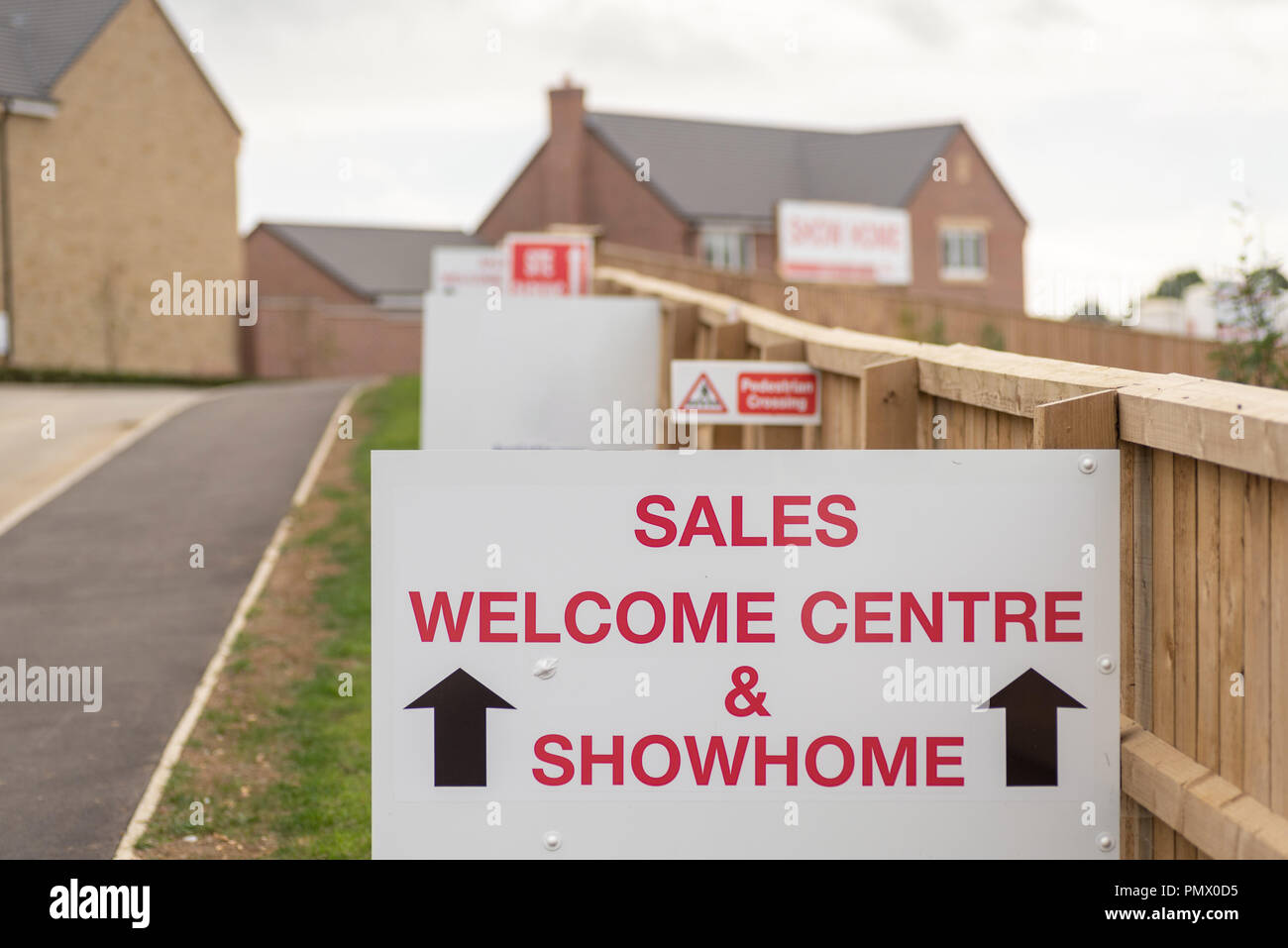 Sales centre and showhome sign on new residential homes