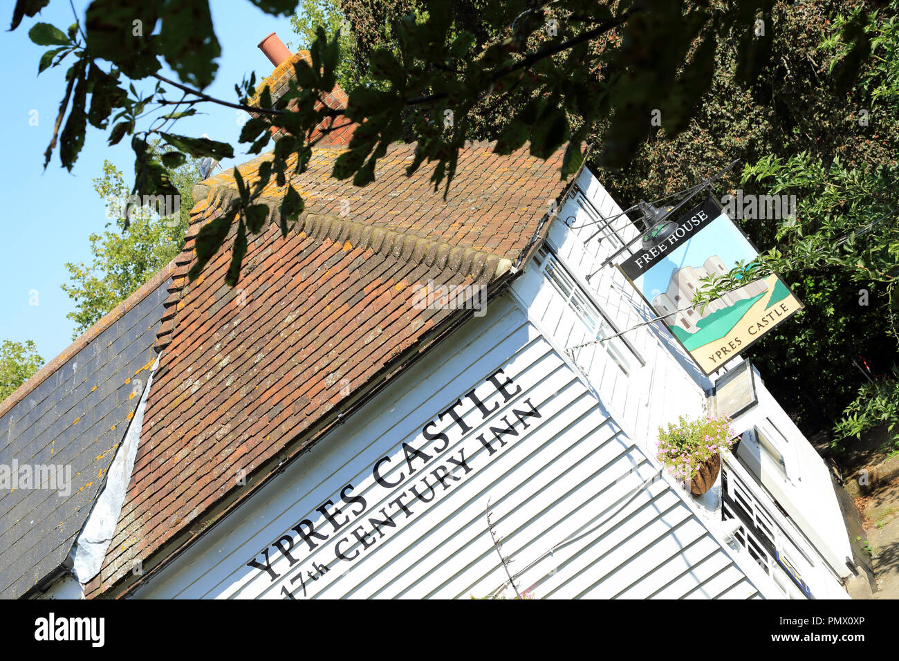 White clapboard building, Ypres Castle Pub (17th century inn), Rye
