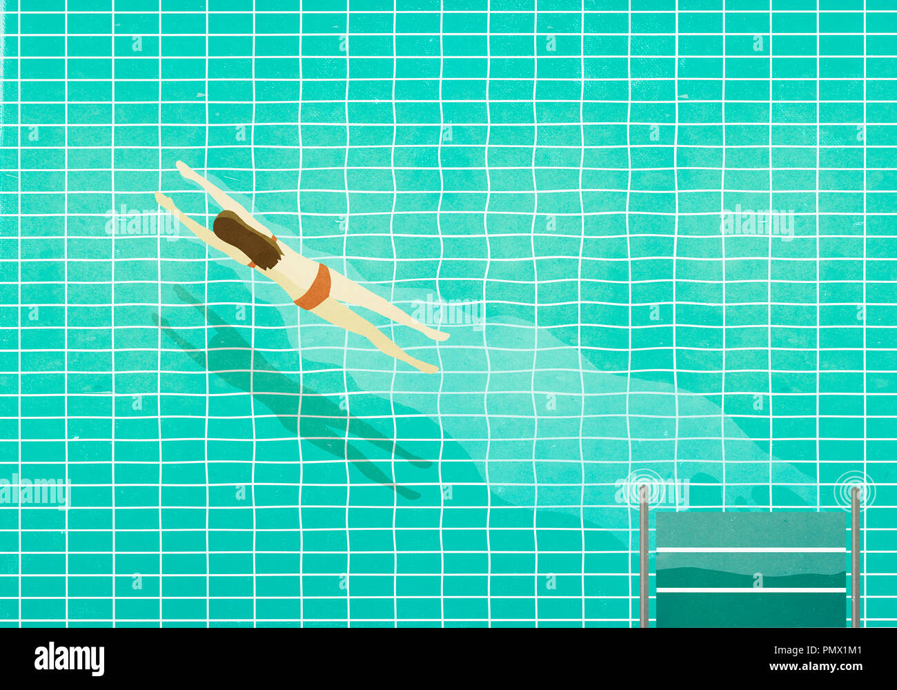 Woman in bikini diving into swimming pool Stock Photo Alamy