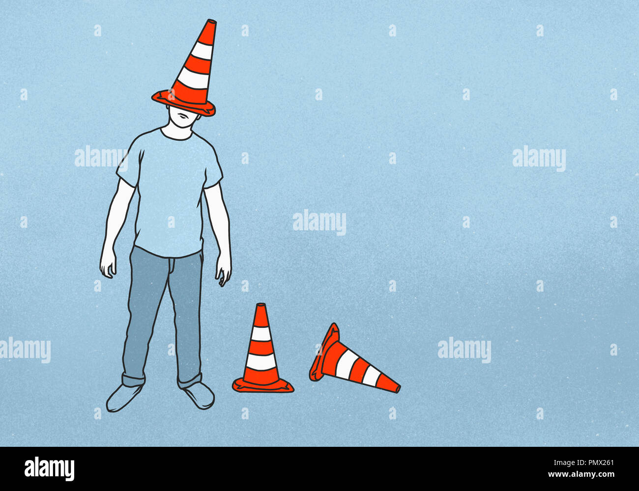 Traffic cone on head hires stock photography and images Alamy