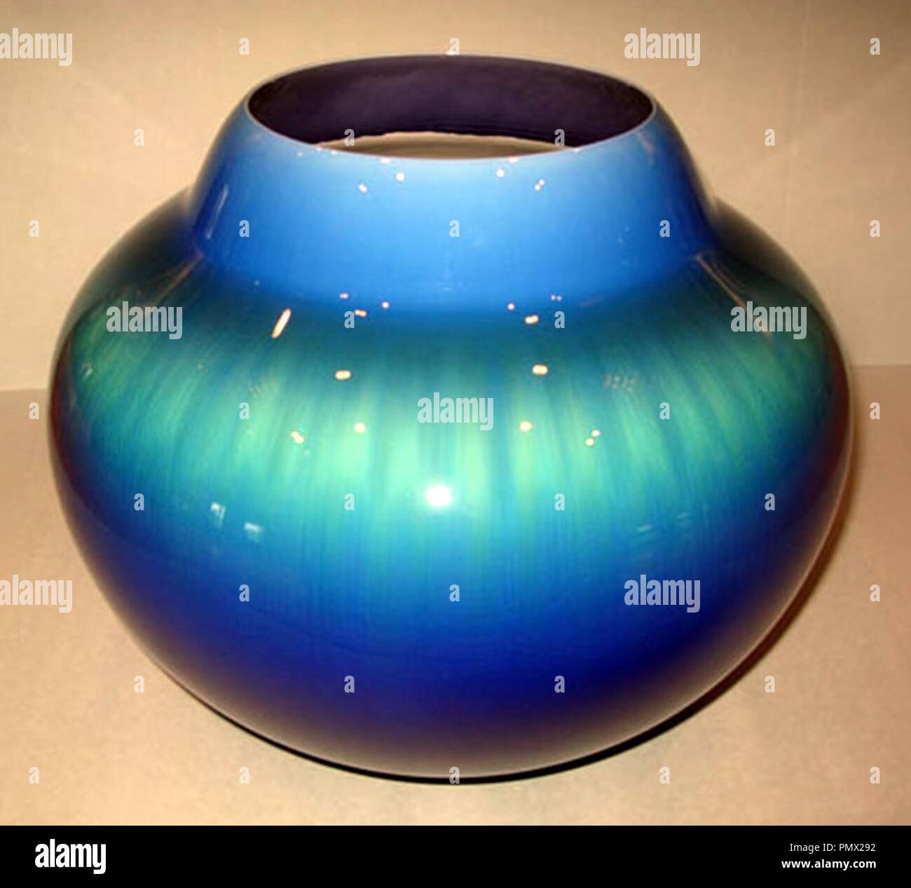Blue porcelain vase from Emperor Akihito and Empress Michiko of Japan. (Third-Floor-State-Events-blue-vase-1-1). Stock Photo