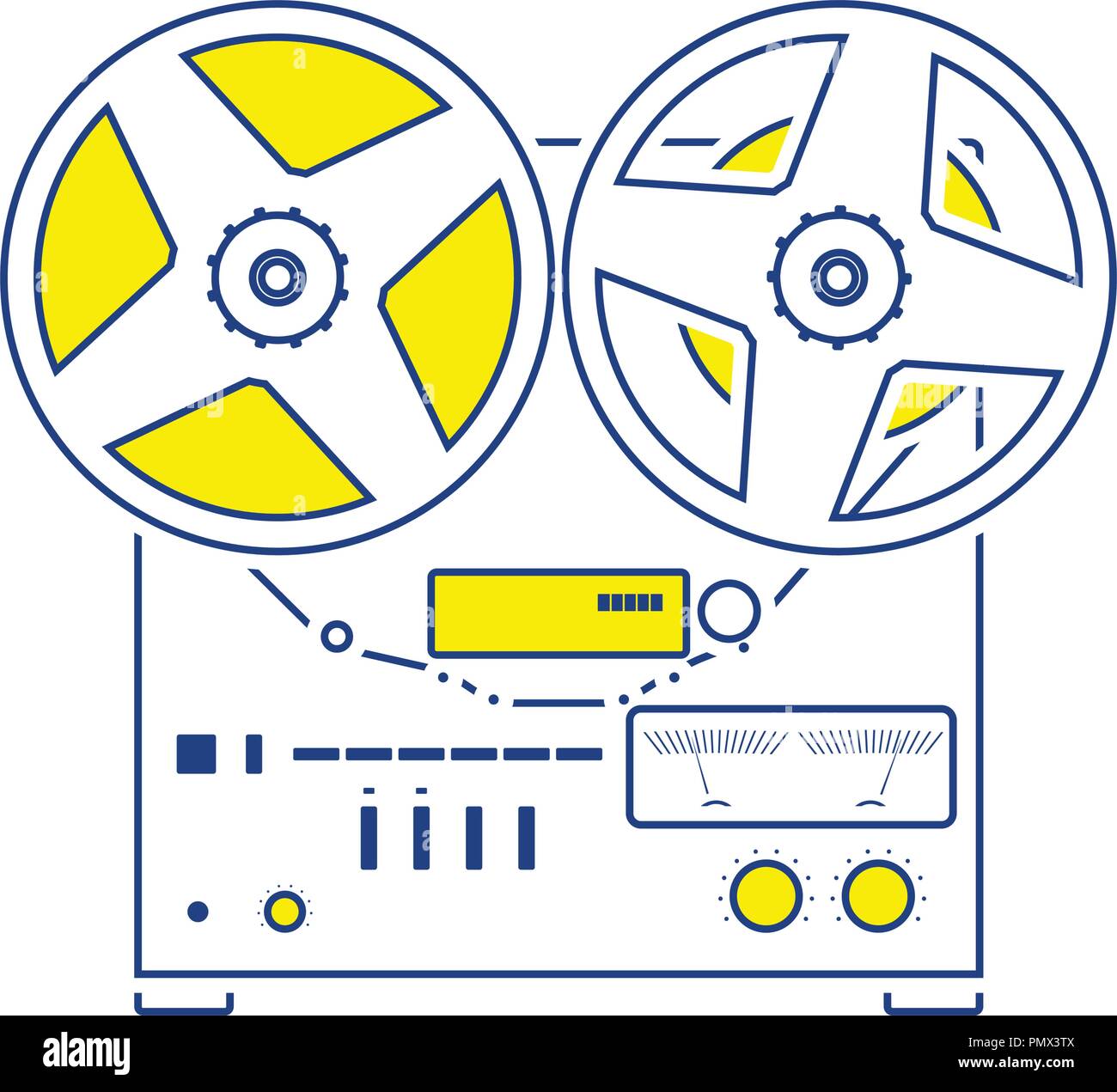 Reel tape recorder icon. Thin line design. Vector illustration. Stock Vector