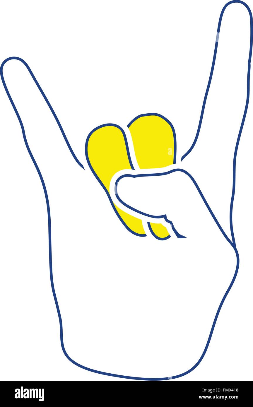 Rock hand icon. Thin line design. Vector illustration. Stock Vector