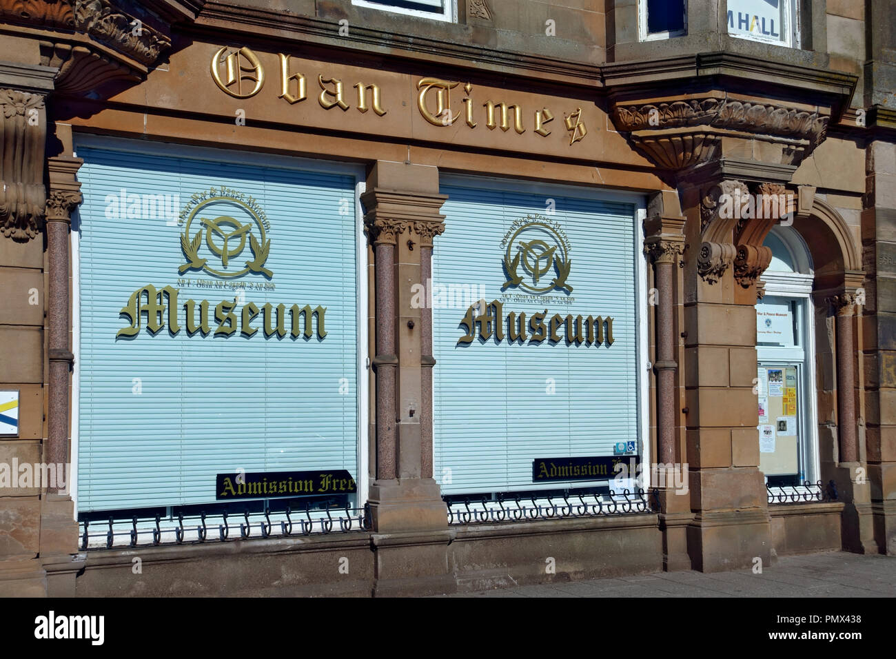 Victorian building on the Oban waterfront which formerly was built for the Oban Times, the local newspaper and now a local museum with flats above. Stock Photo