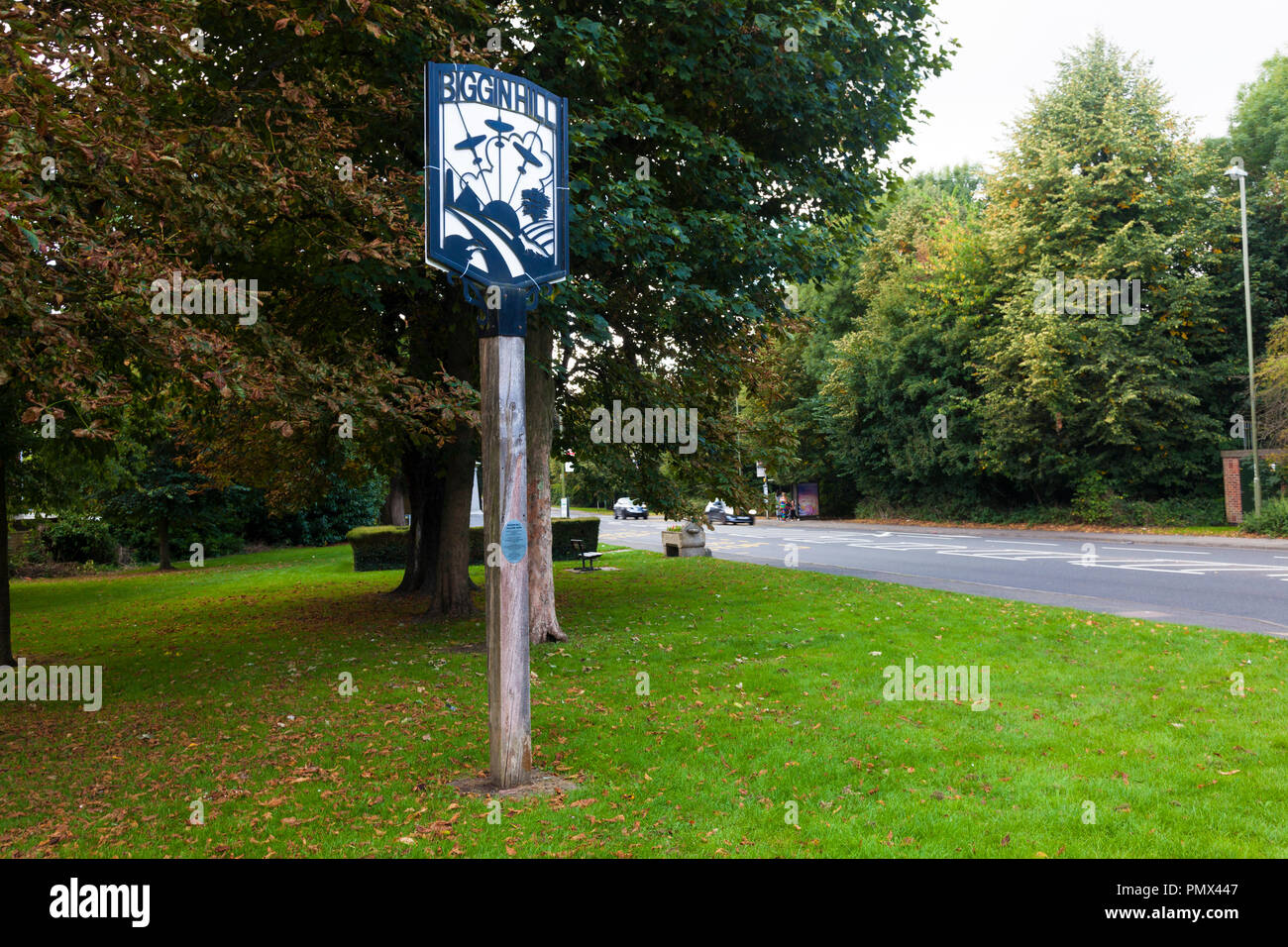Village sign, Biggin Hill, Kent, UK Stock Photo Alamy