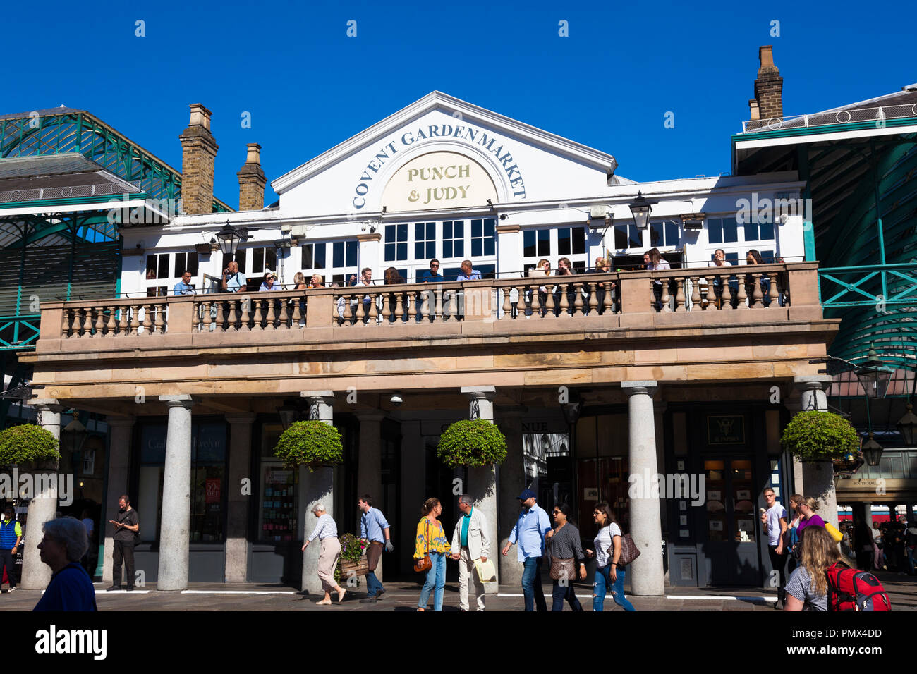 World famous Punch and Judy pub, overlooking the West Piazza, Covent