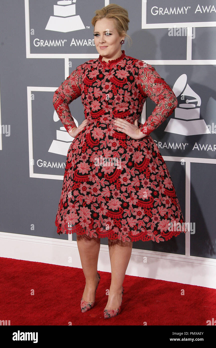 Adele at the 55th Annual Grammy Awards held at the Staples Center in Los Angeles, CA.The event took place on Sunday, February 10, 2013. Photo by PRPP / PictureLux  File Reference # 31836 009PRPP  For Editorial Use Only -  All Rights Reserved Stock Photo