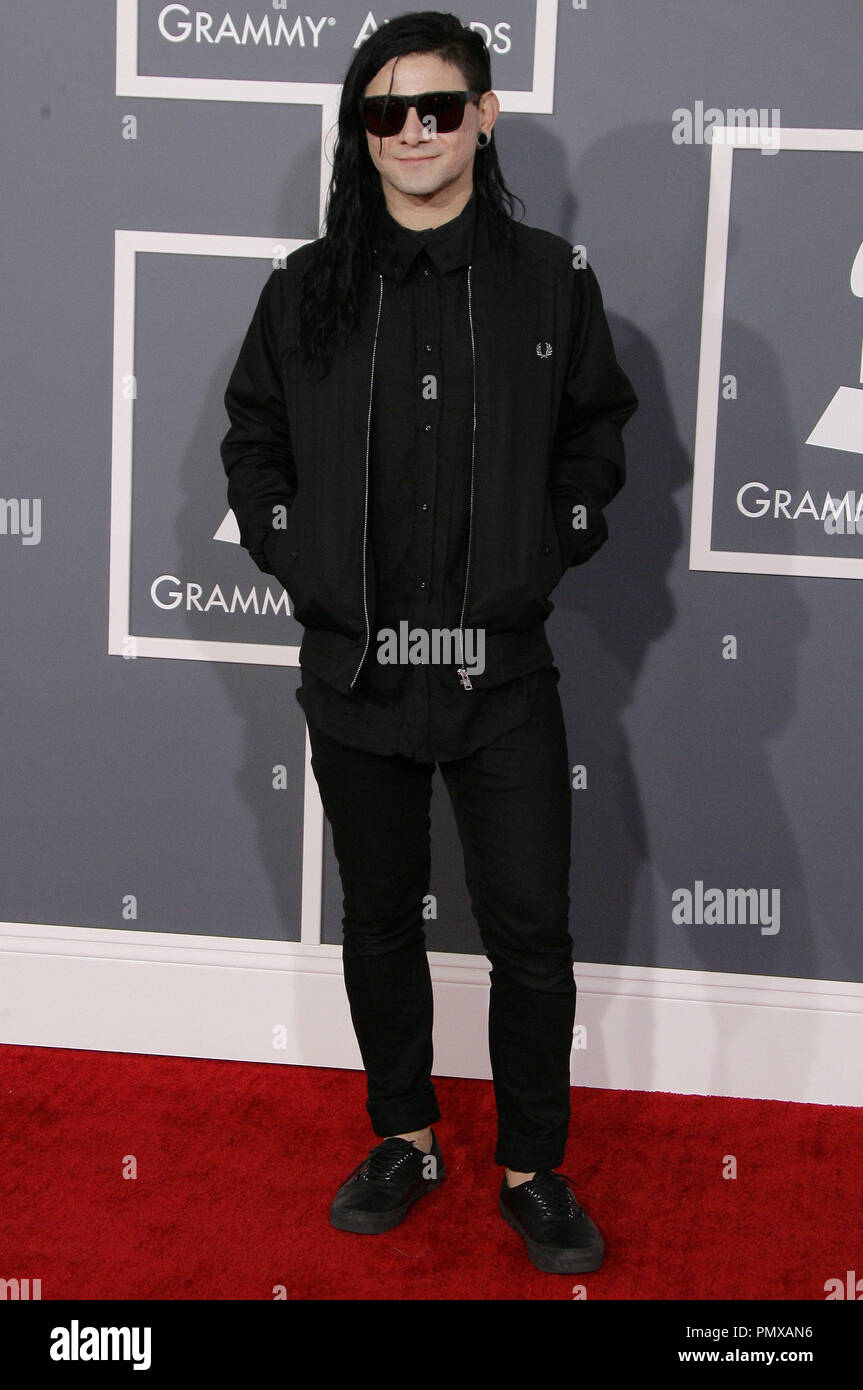 Skrillex at the 55th Annual Grammy Awards held at the Staples Center in Los Angeles, CA.The event took place on Sunday, February 10, 2013. Photo by PRPP / PictureLux  File Reference # 31836 160PRPP  For Editorial Use Only -  All Rights Reserved Stock Photo