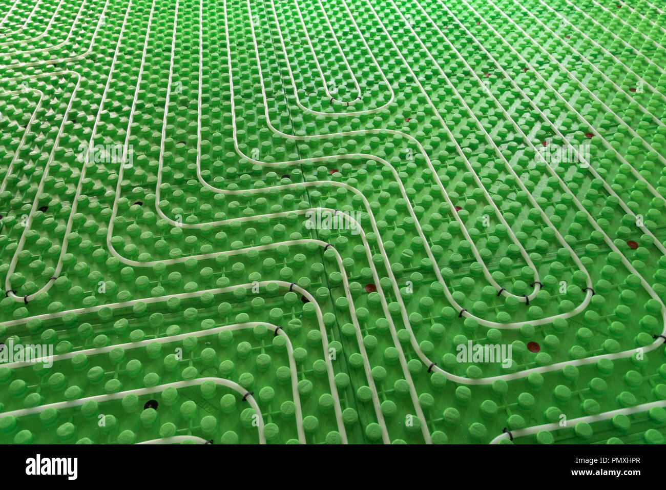 Part of floor heating installation - hydronic system Stock Photo