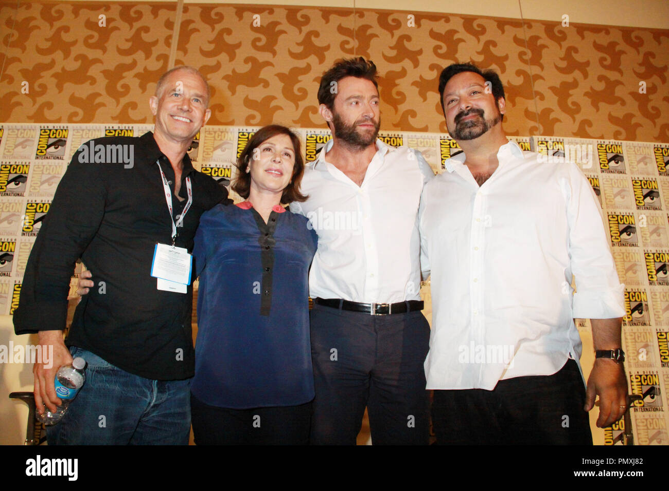 Hutch Parker, Lauren Shuler Donner, Hugh Jackman, James Mangold  07/20/2013 'The Wolverine' Comic-Con Press Conference held at Hilton San Diego Bayfront in San Diego, CA Photo by Izumi Hasegawa / HNW / PictureLux Stock Photo