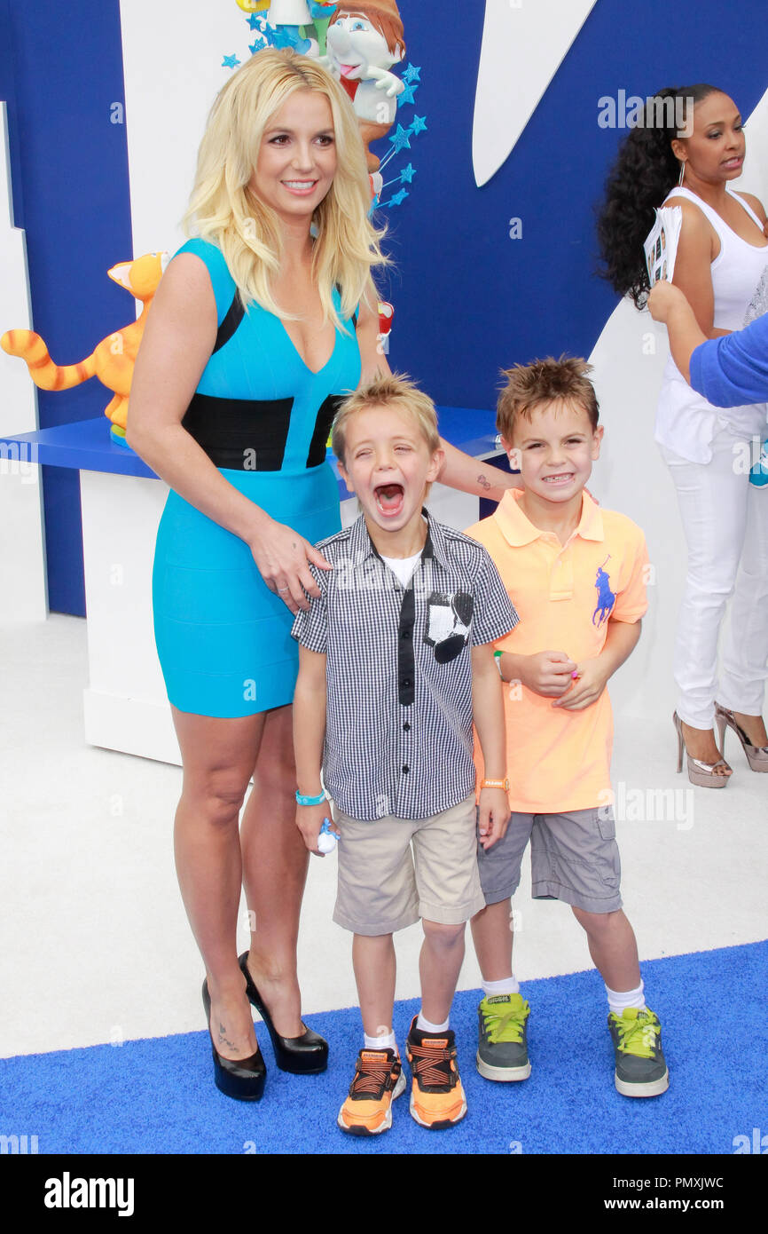 Britney Spears and sons Sean Federline and Jayden James Federline at the Premiere of Columbia Pictures and Sony Pictures Animation's 'The Smurfs 2'. Arrivals held at the Regency Village Theatre  in Westwood, CA, July 28, 2013. Photo by Joe Martinez / PictureLux Stock Photo