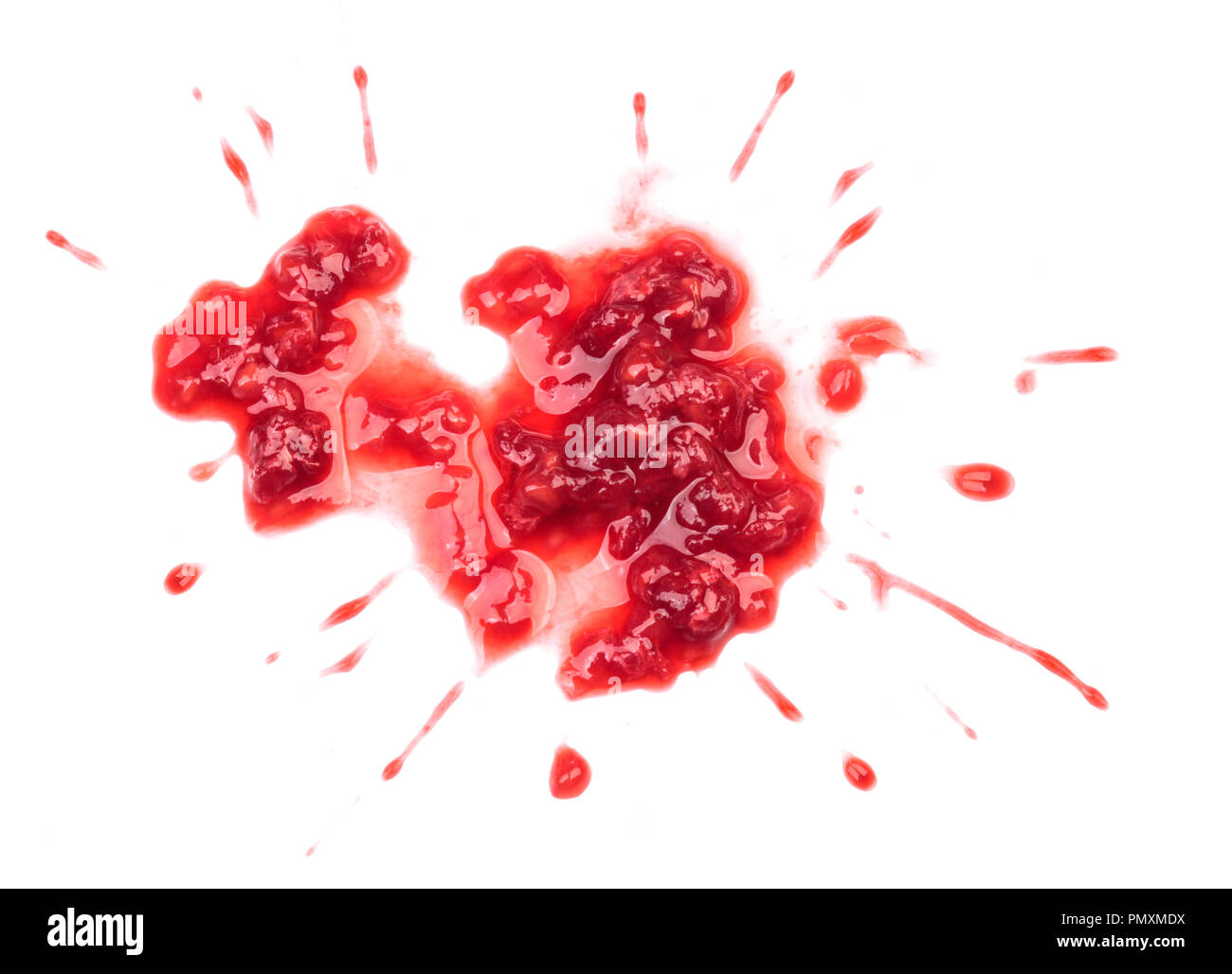 Smashed raspberries isolated on white Stock Photo - Alamy