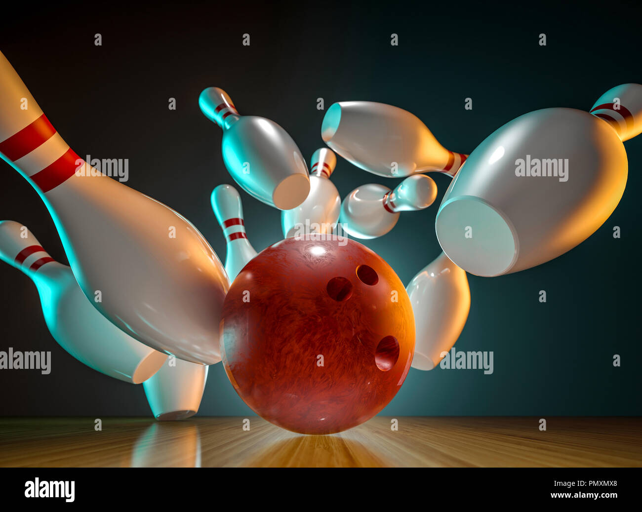 image of bowling action 3d rendering Stock Photo