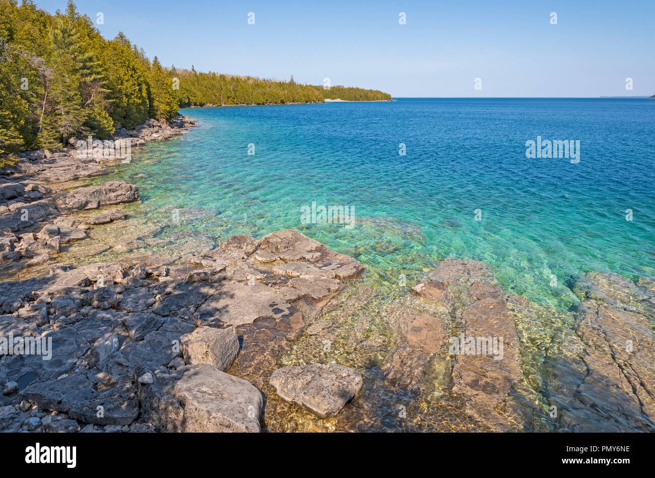 Little Dunks Bay on Georgian Bay of Lake Huron in Bruce Penisula National Park in Ontario Stock Photo
