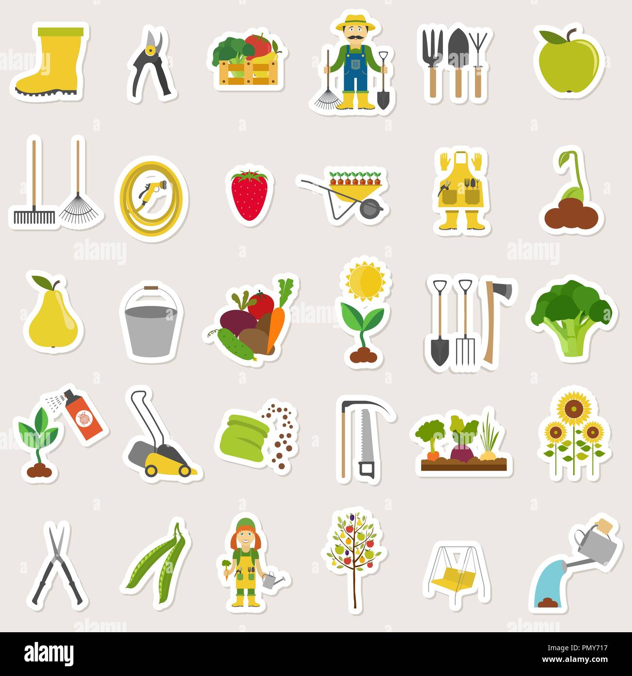 Gardening work, farming seamless pattern. Flat style design. Vector illustration Stock Vector