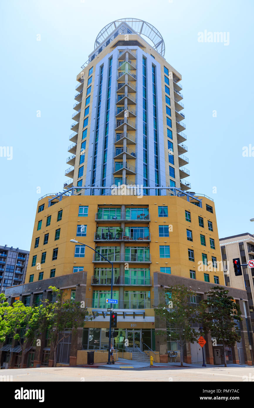 SAN DIEGO, CA, USA - JULY 14: Cortez Blu Condominiums on July 14, 2018 in downtown San Diego, California. Stock Photo