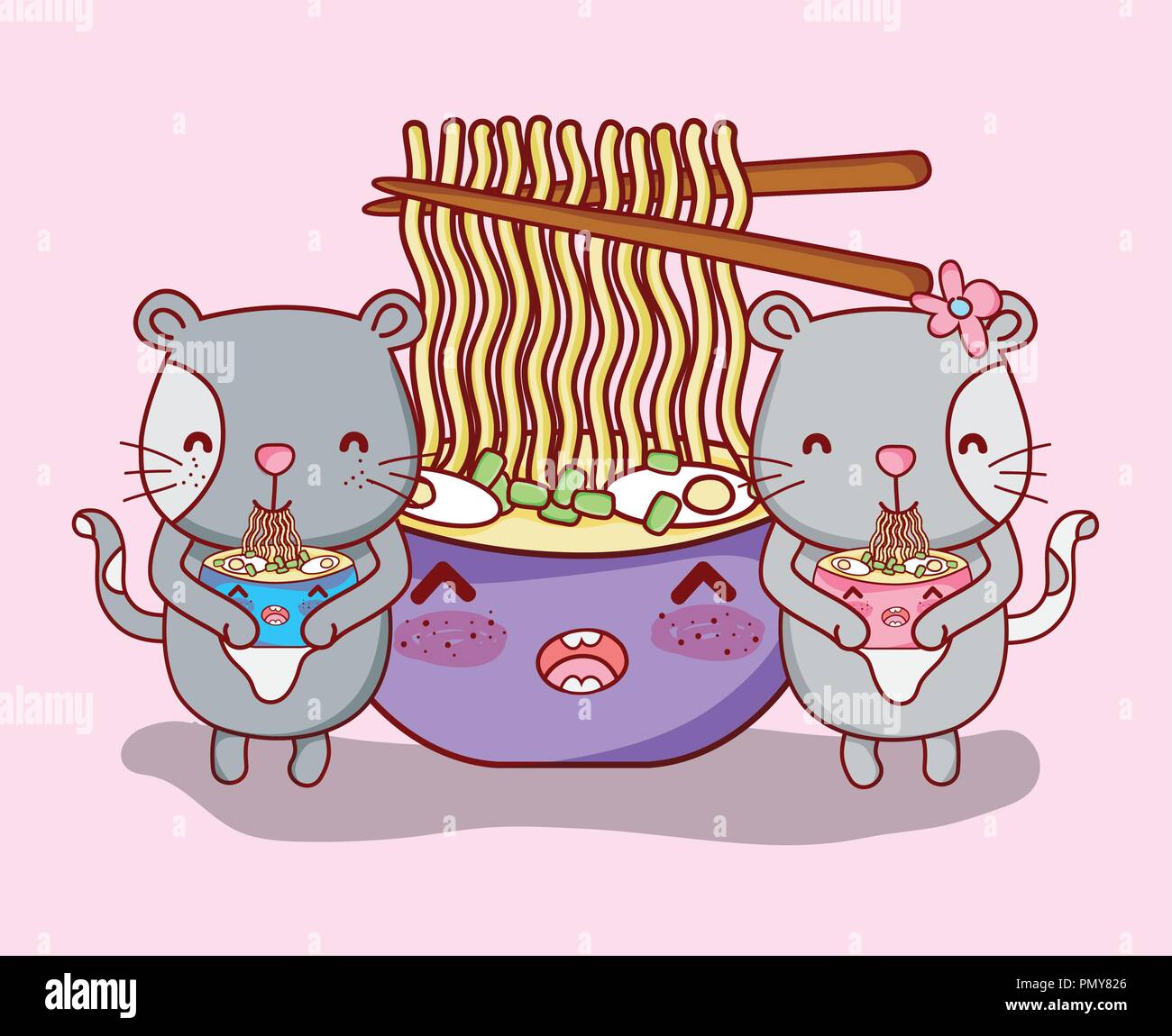 Cats and sushi kawaii Stock Vector