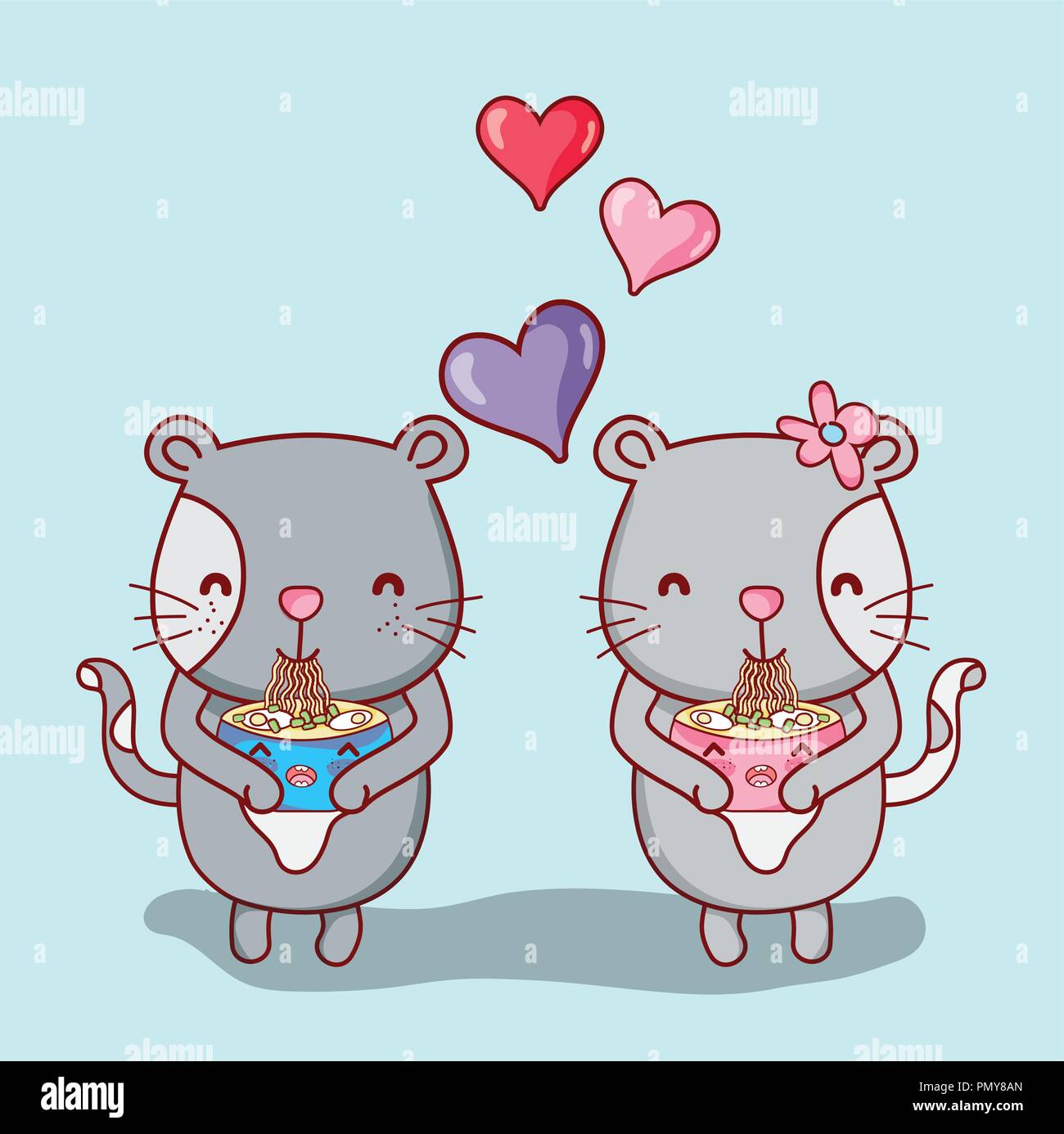 Cats and sushi kawaii Stock Vector